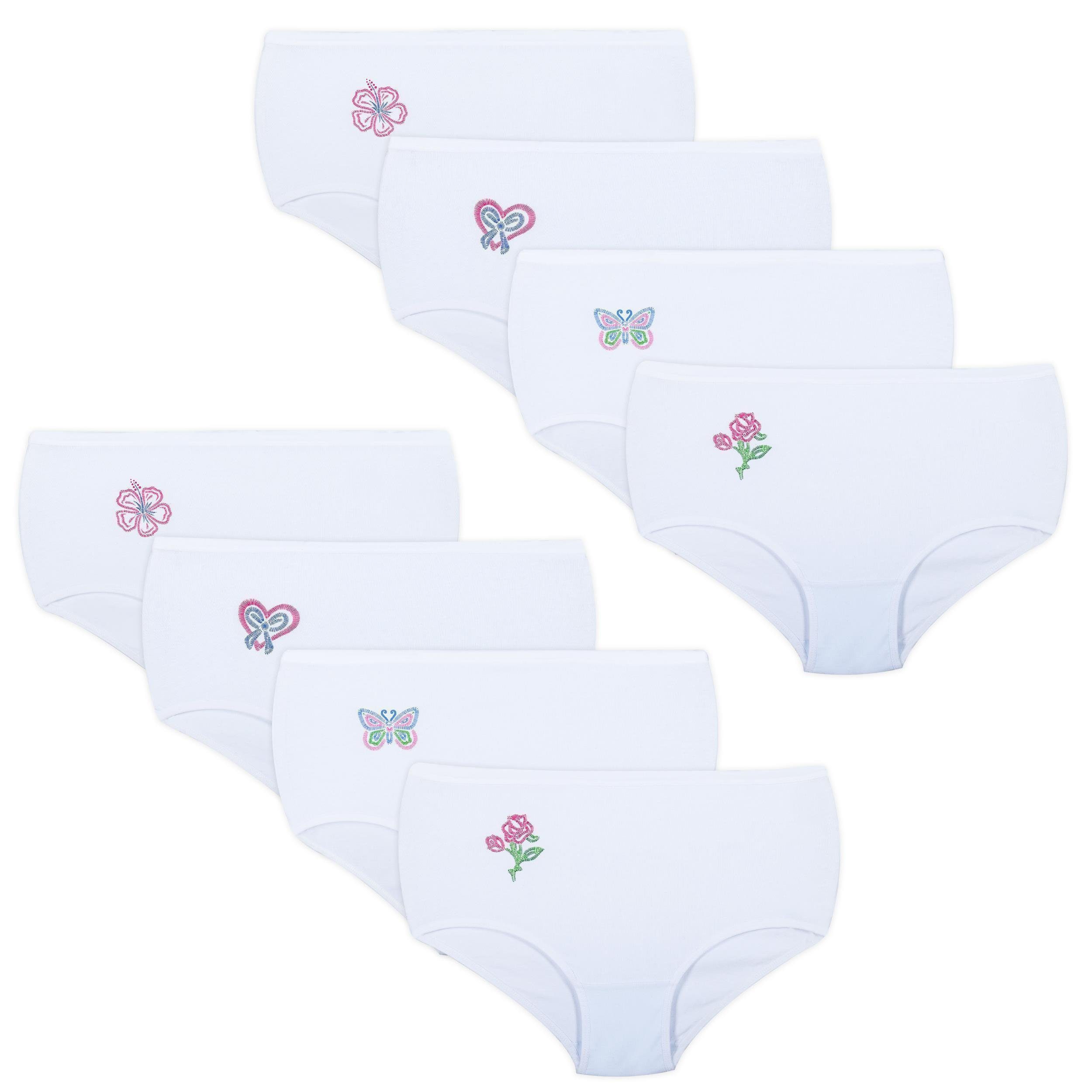 LOREZA Taillenslip 8 Damen Taillenslips Hüftslips Baumwolle 40-62 (Packung, 8-St) Weiss | Taillenslips