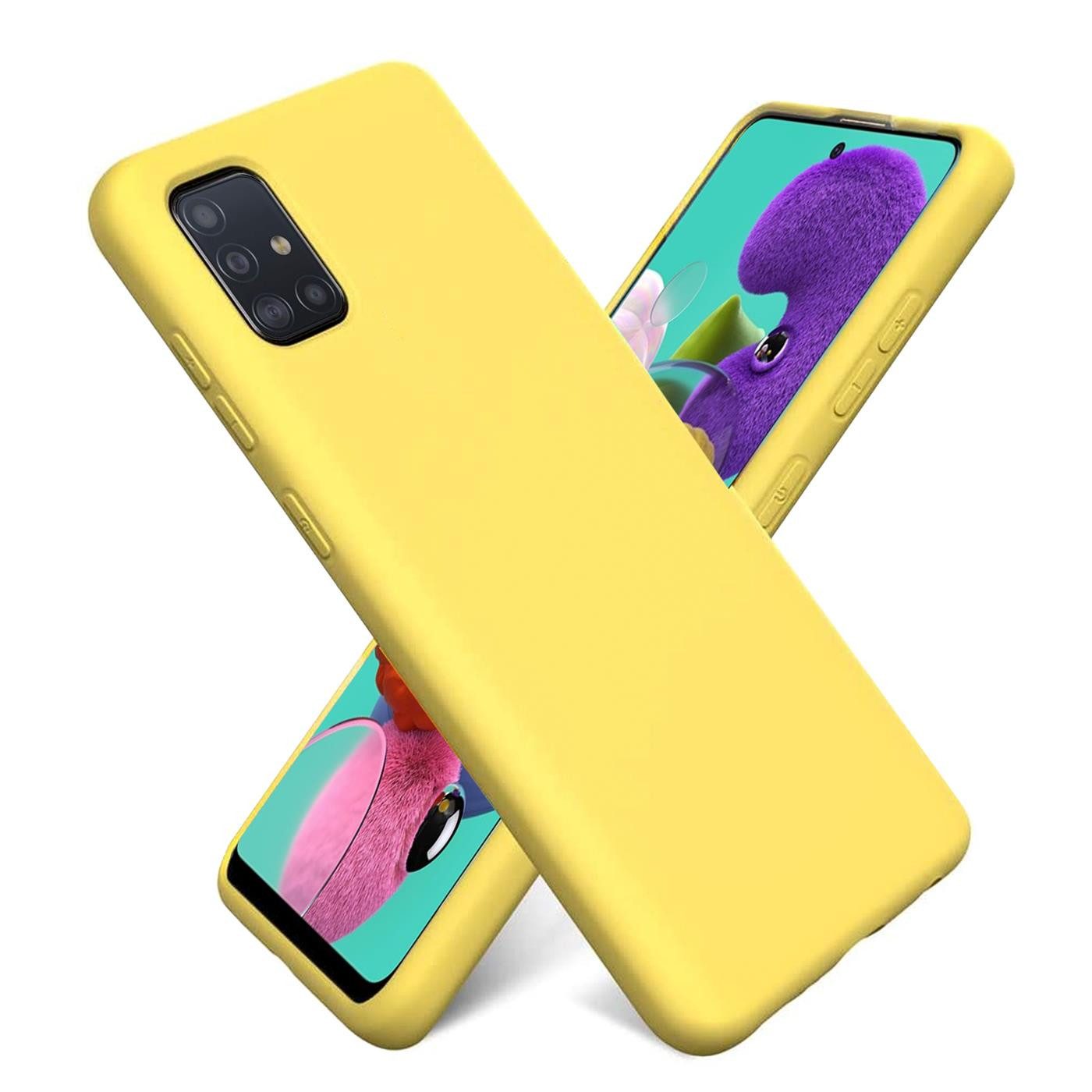 CoolGadget Handyhülle Silikon Case für das Samsung Galaxy A51 Slim TPU Cover 6,5 Zoll, Weiche Schutz Hülle mit Innen Fleece aus Stoff Handy Tasche