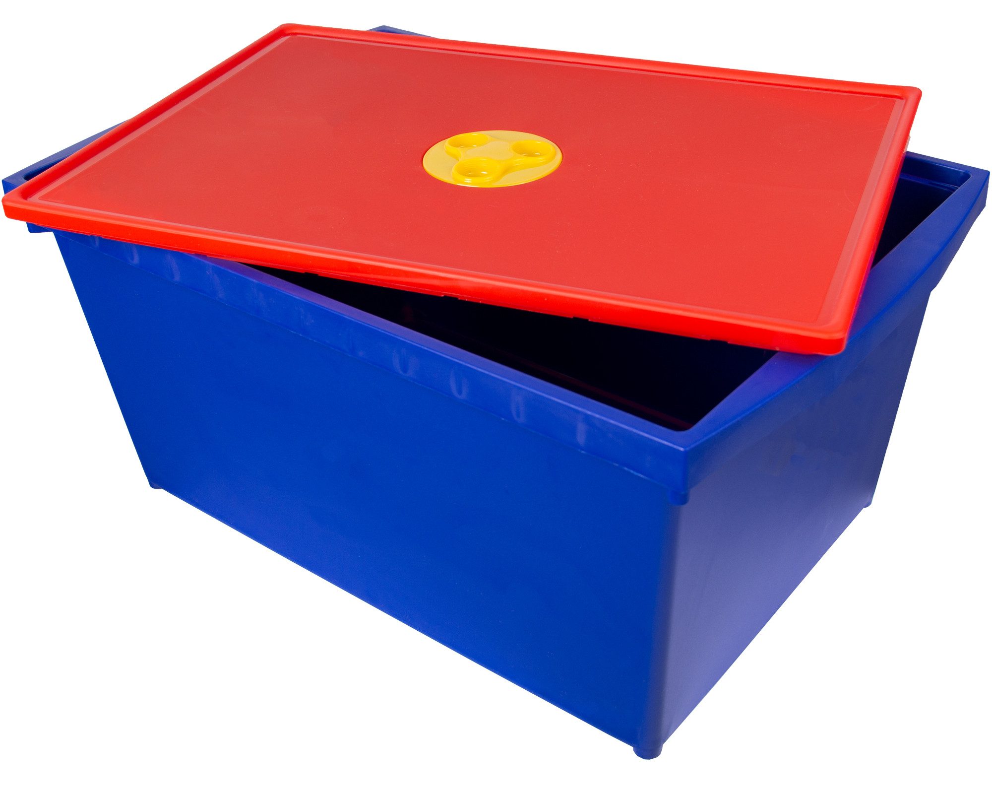 ONDIS24 Aufbewahrungsbox Spielzeugkiste mit Deckel, 28 L, Stapelbox System Box M, Malkiste hoch, Spielzeugbox für Kinder