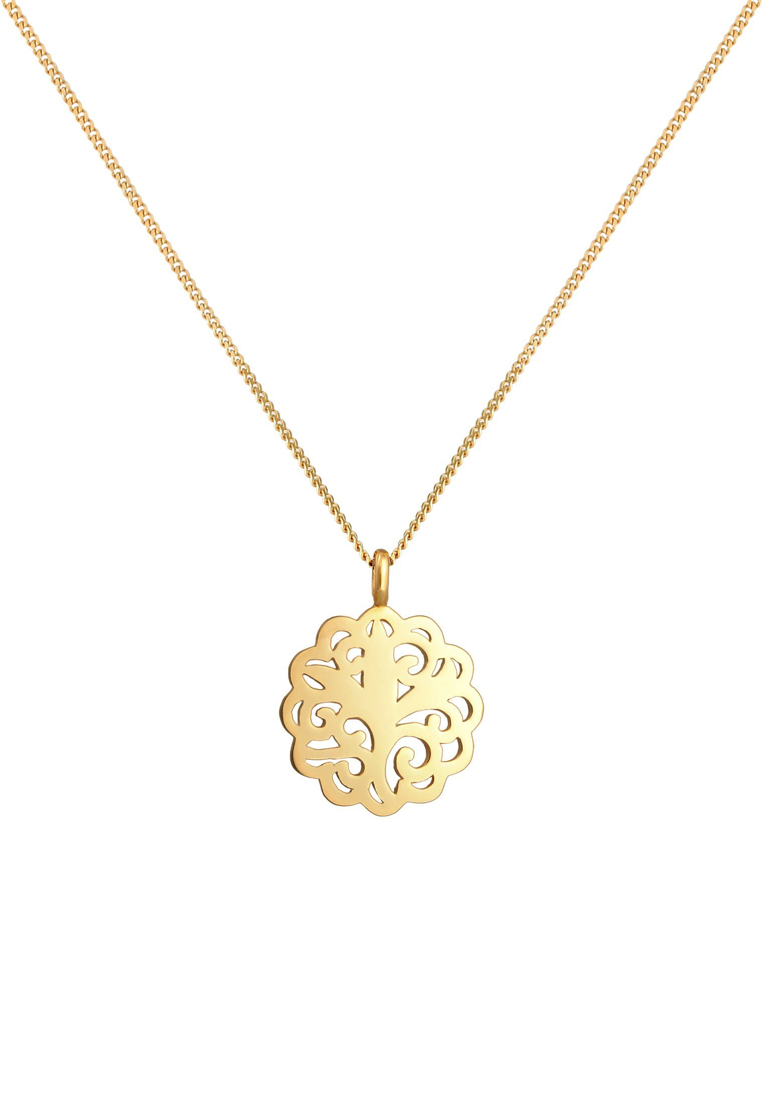 Elli Kette mit Ornament 925 Ornament Gold Silber, Orient Anhänger Floral Rund