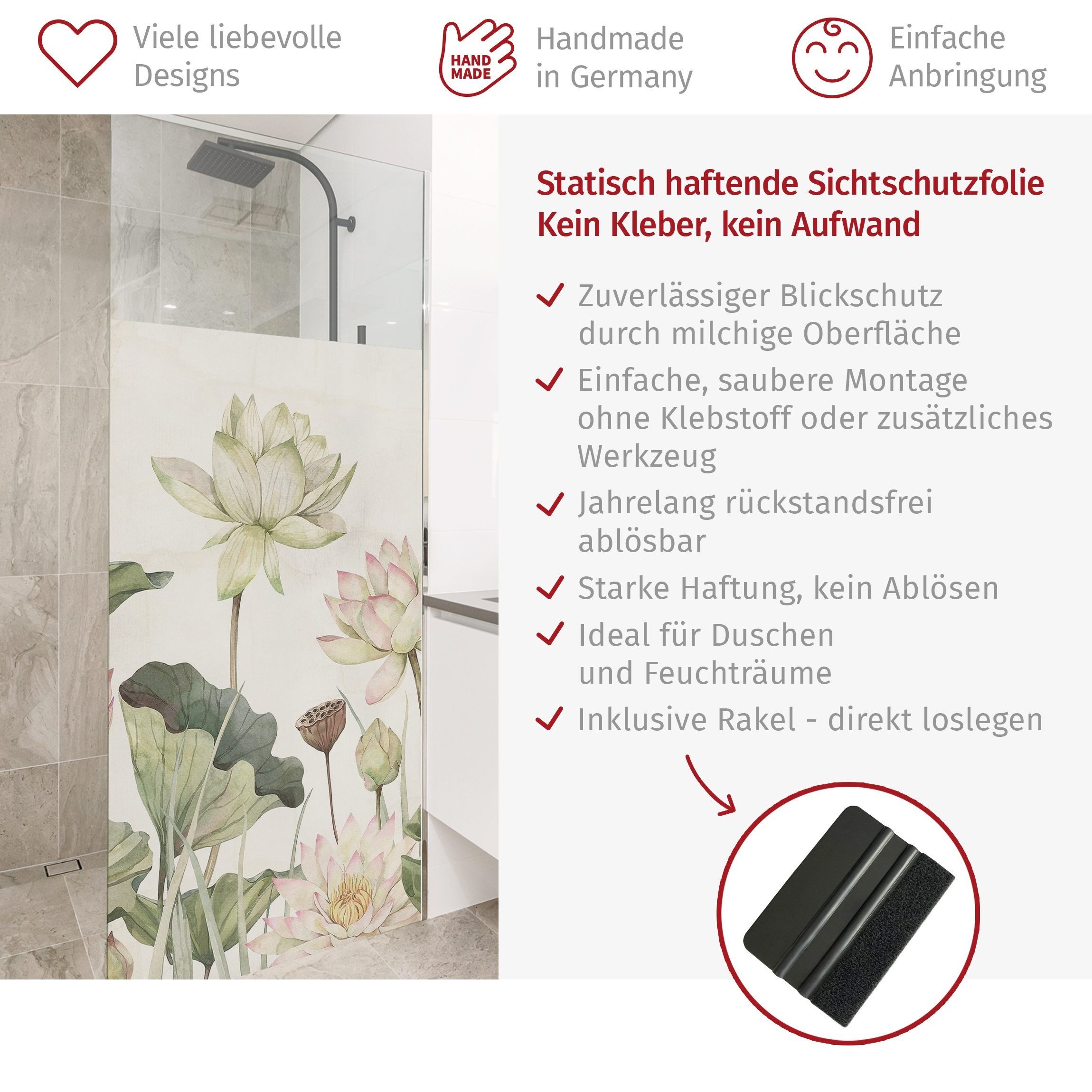 Bilderdepot24 Sichtschutzfolie Dusche blickdicht statisch haftend Berg- und Landschaftsmotiv, Statisch haftend, blickdicht, wasserfest, wiederverwendbar, ablösbar