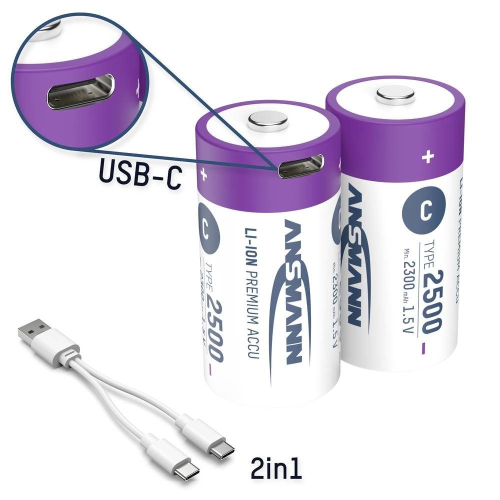 Li-Ion Akkus Baby C Typ 2500 (min. 2300 mAh) 2er Akku