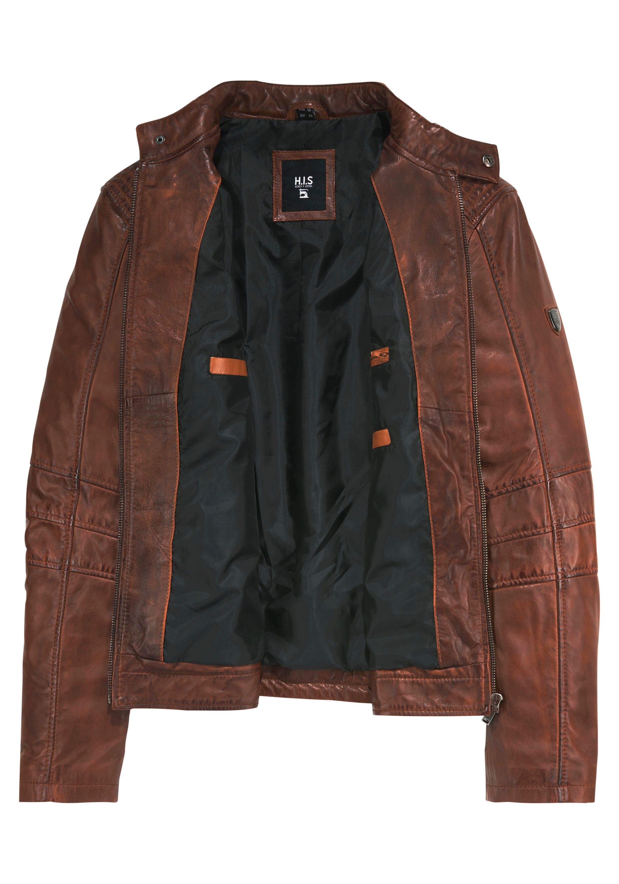 echtem Lederjacke aus H.I.S Lammleder cognac