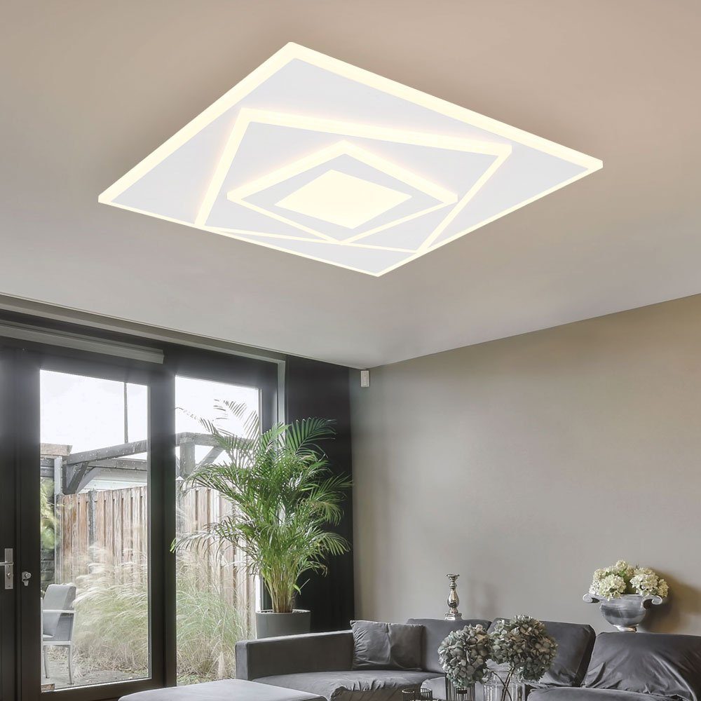 Globo LED Deckenleuchte, Deckenleuchte Wohnzimmerlampe LED Deckenlampe Metall Weiß 40x40 cm
