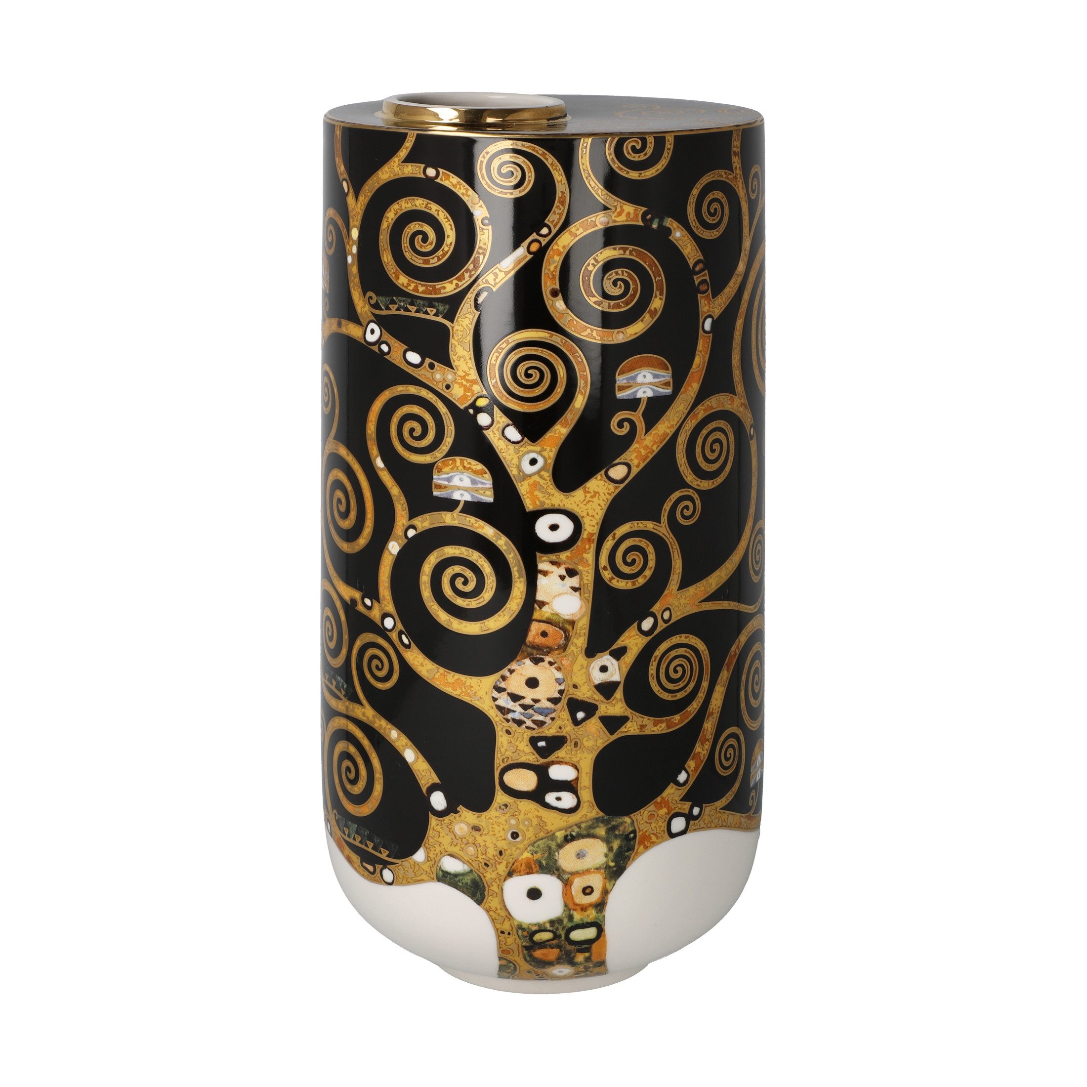 Goebel Dekovase Gustav Klimt, mit Echtgoldauflage, Schwarz, Der Lebensbaum, H: 25.5cm