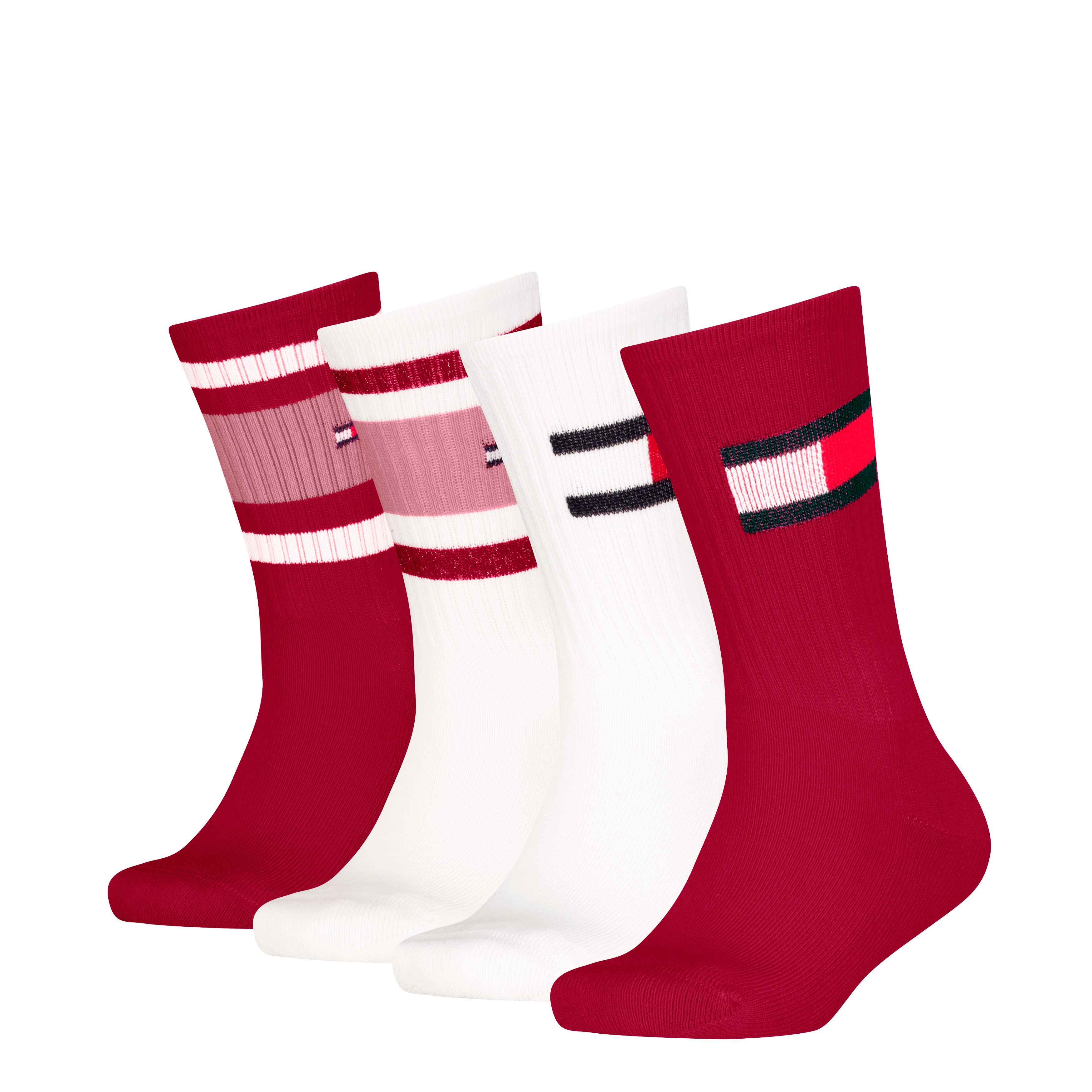 Tommy Hilfiger Socken TH KIDS SOCK 4P FLAG & SPORT STRIPE ECOM (4 Paar) mit verstärkten Fersenbereichen