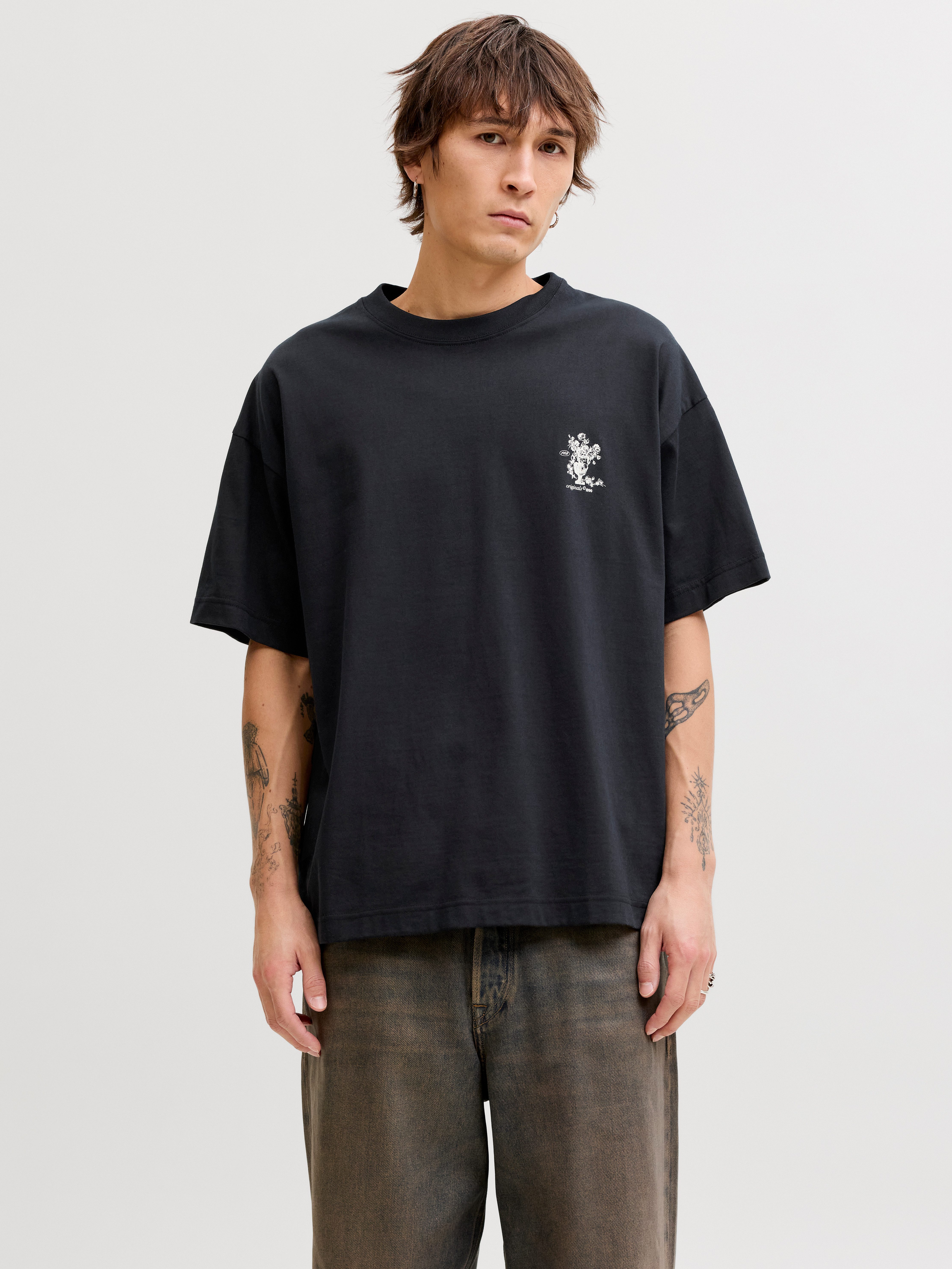 Jack & Jones Kurzarmshirt JORMAINE BACK TEE SS CREW NECK SN Baumwolle, relaxed fit