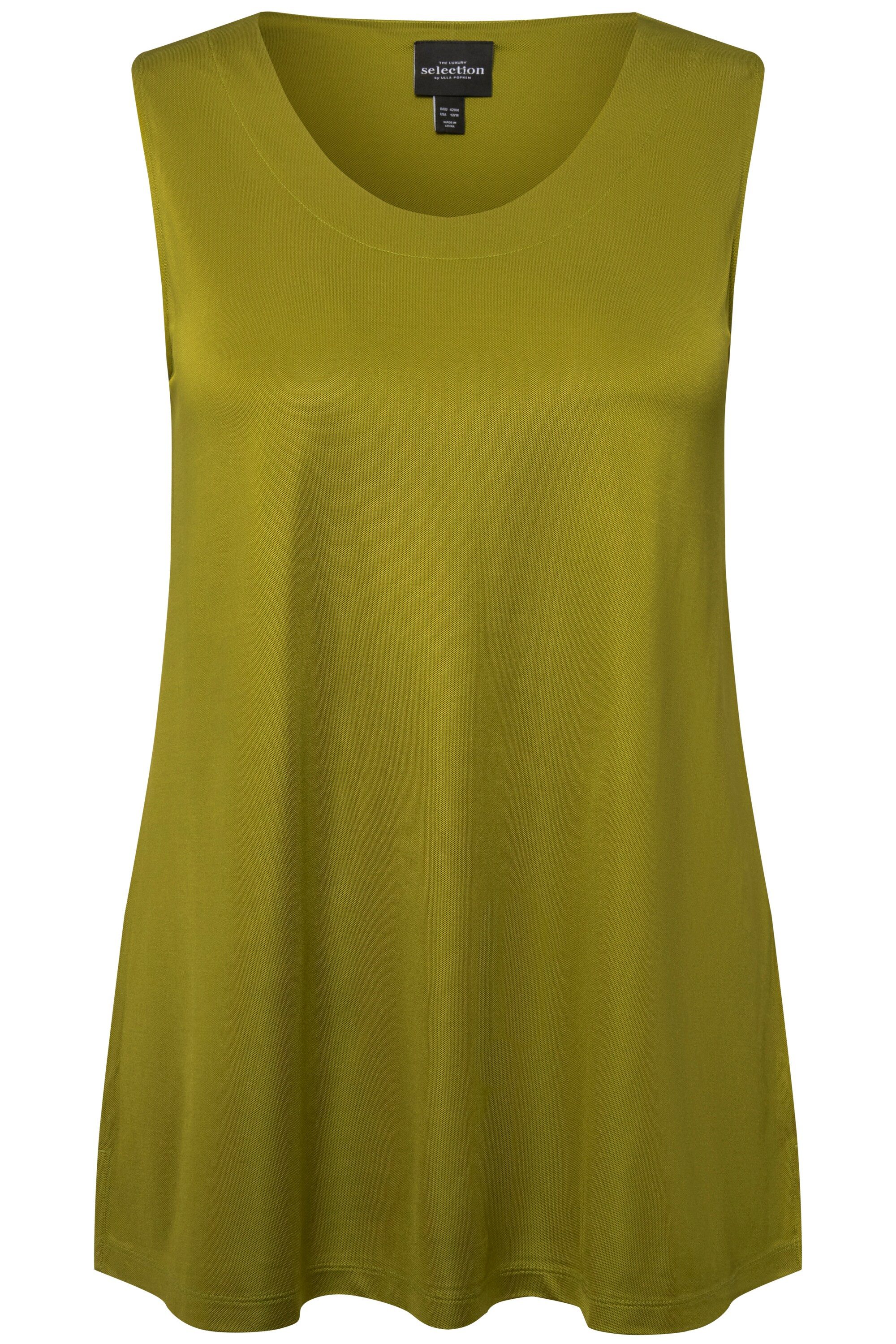 Ulla Popken Longtop Slinkytop Piqué A-Linie Rundhals ärmellos günstig online kaufen