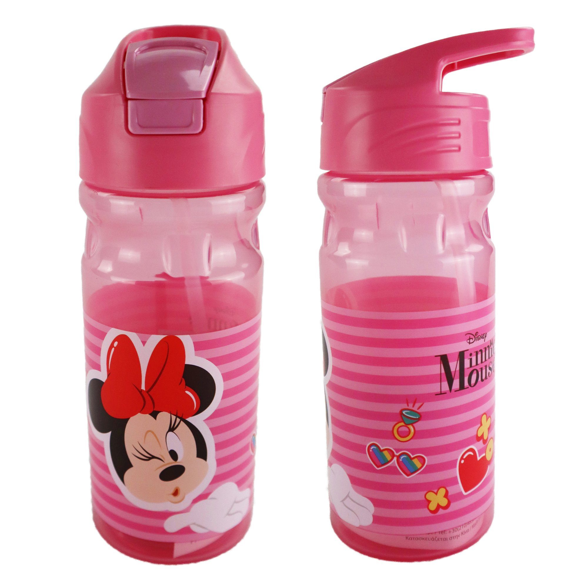 Trinkflasche Disney Minnie Maus Wasserflasche Flasche 500 ml Griff Strohhalm