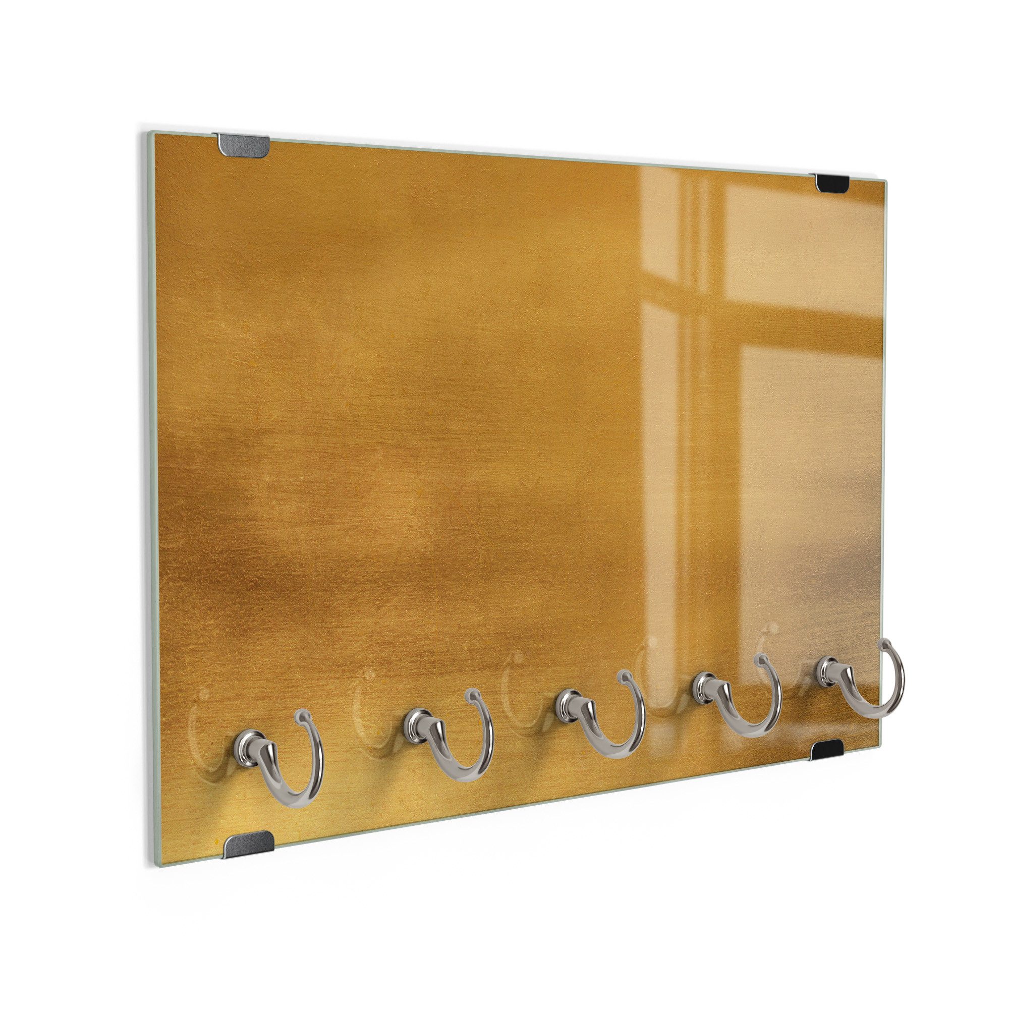 DEQORI Schlüsselbrett 'Gebürstetes Goldblech', (1 St), Schlüsselhalter Schlüssel Haken Schlüsselboard modern Schlüsselleiste