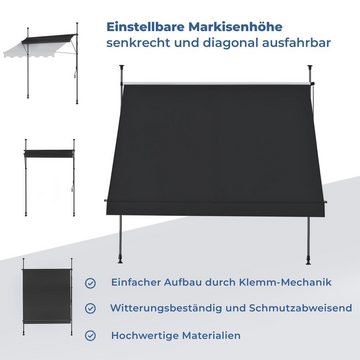 osoltus Sonnenschirm osoltus Balkon Klemmmarkise 300 x 130cm Balkonmarkise Sonnenschutz