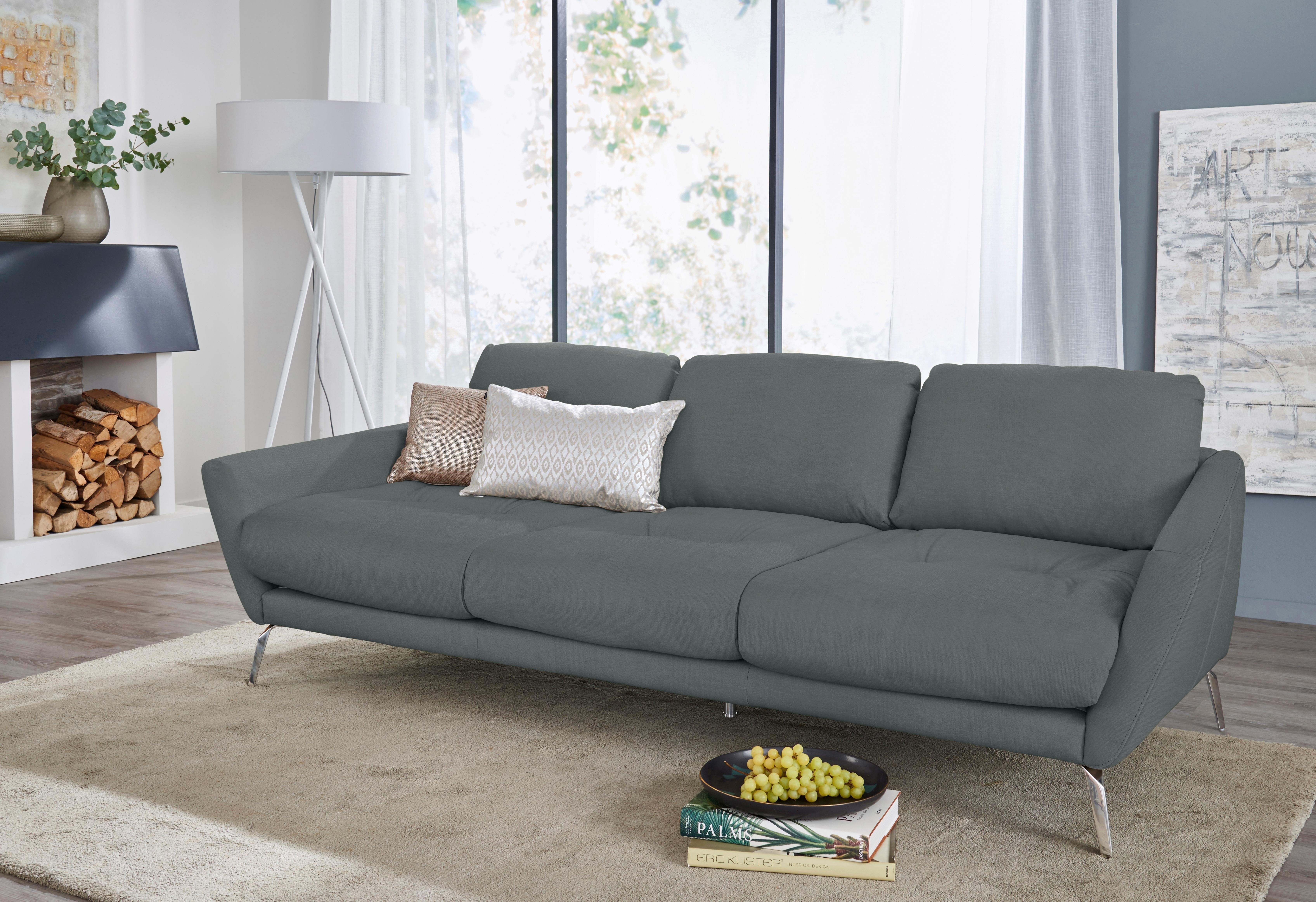 dekorativer W.SCHILLIG mit Sitz, Füße Heftung Big-Sofa Chrom im softy, glänzend
