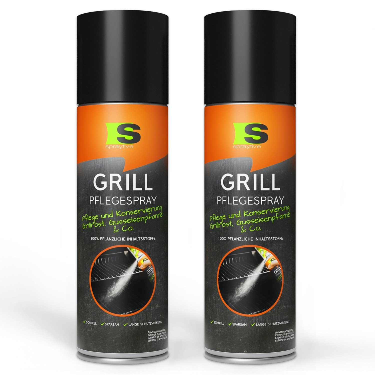 Spraytive 2x 500ml BBQ Grill Pflegespray - Konserviert Grillroste, Pfannen & Co. Grillreiniger (Made in Germany)