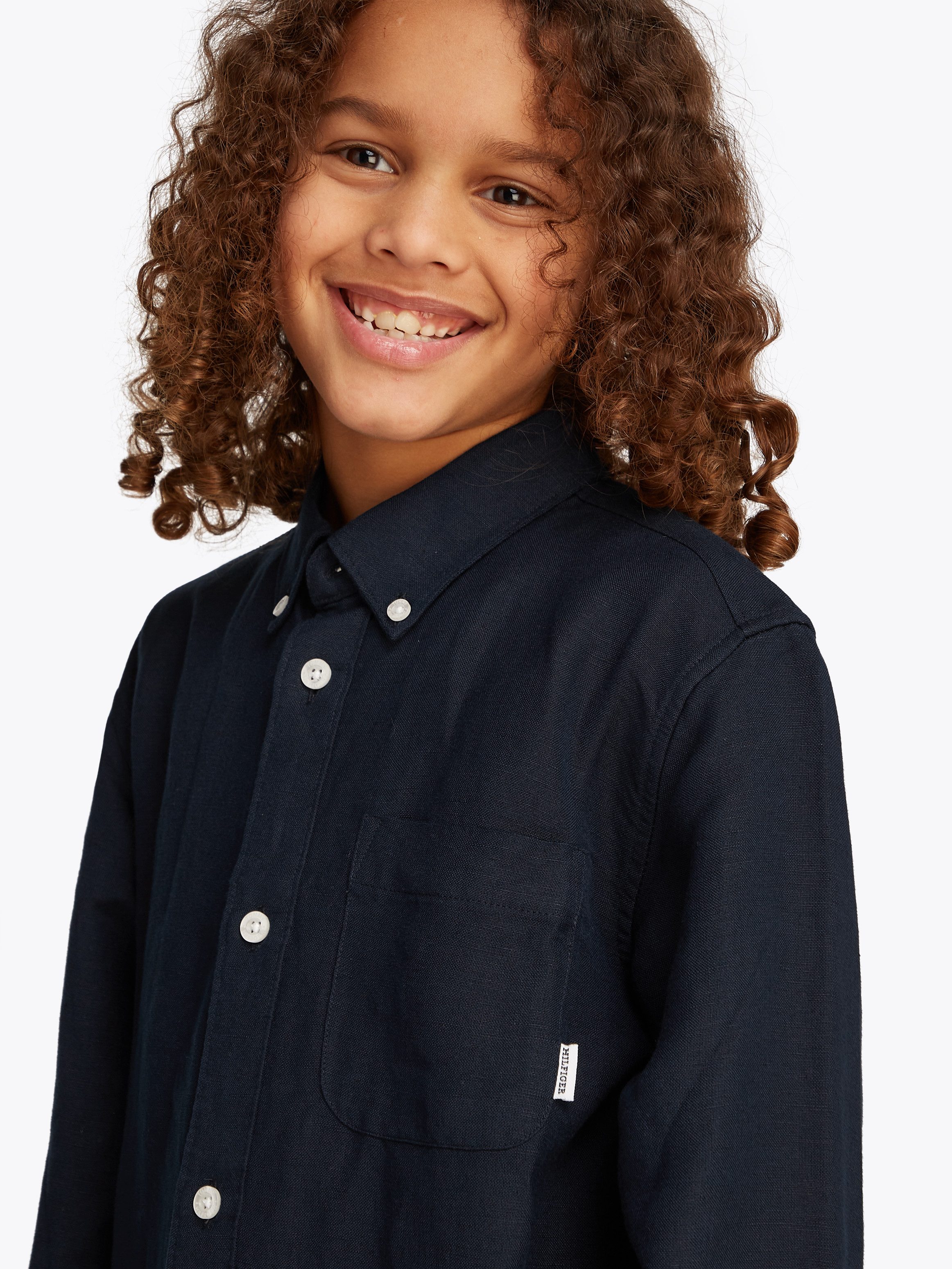 Tommy Hilfiger Langarmhemd LINEN BLEND RELAXED SHIRT LS mit Brusttasche, Logostickerei