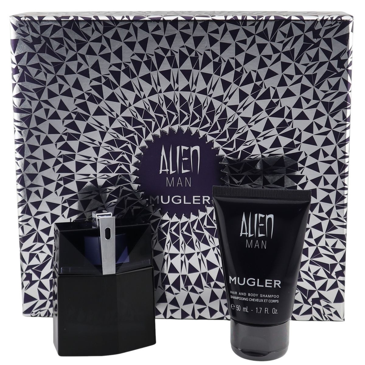 Mugler Duft-Set Mugler Alien Man Eau de Toilette Spray 50 ml refillable + Duschgel, nachfüllbar / refillable