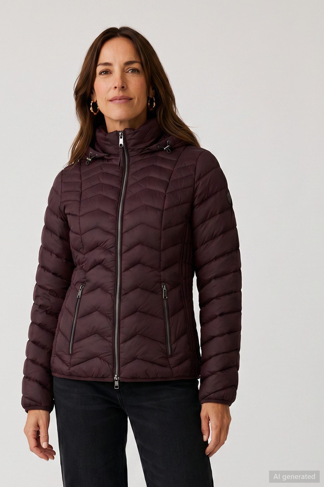 Barbara Lebek Steppjacke Übergangsjacke, Herbstjacke oder Damenjacke mit abnehmbarer Kapuze