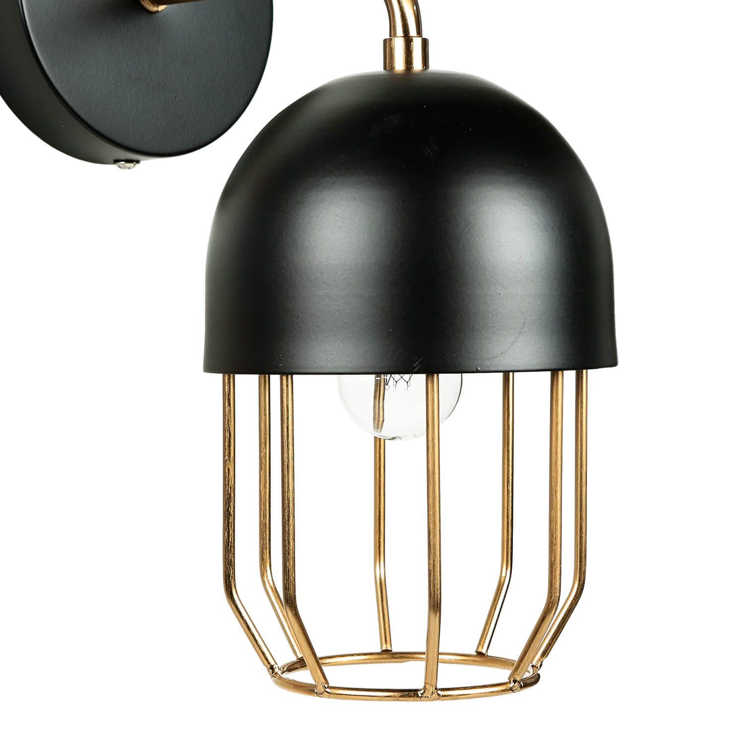 Design Gold Wandlampe Metall elegant in Licht-Erlebnisse ohne Loft QUIN, E14 Schwarz Wandleuchte Leuchtmittel,