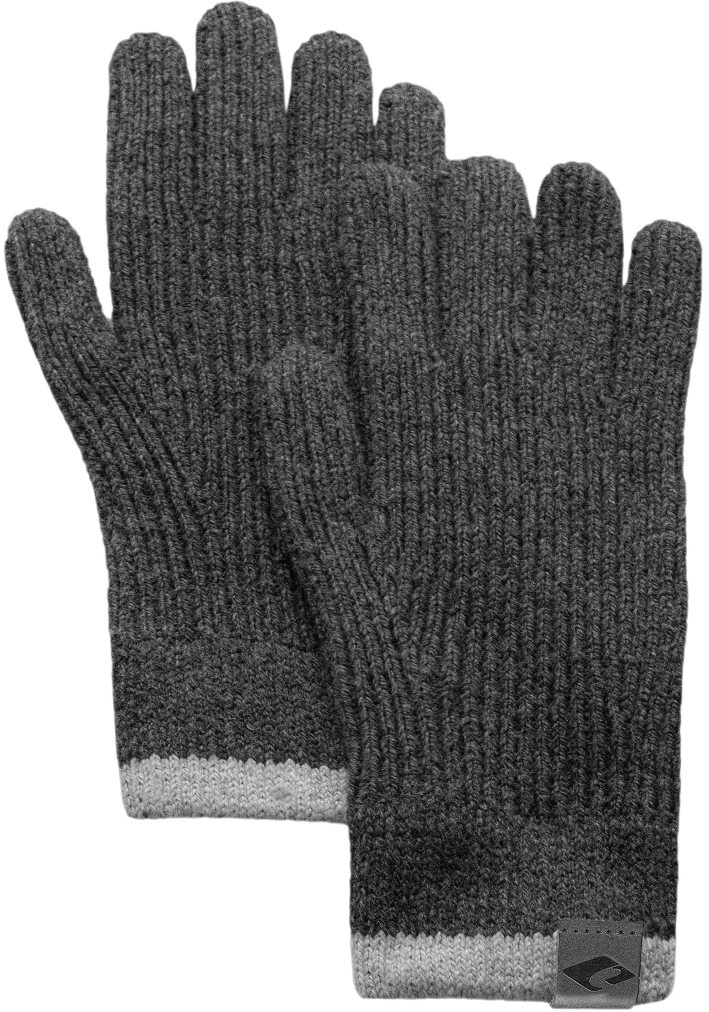 gestrickt, mit Strickhandschuhe Handschuhe dark Kontrastrand grey chillouts Fingerhandschuhe
