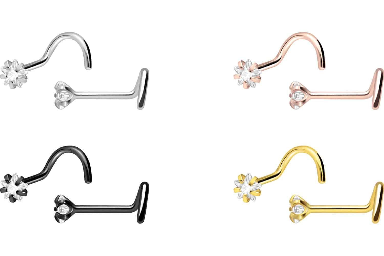 PIERCINGLINE Nasenpiercing Titan Nasenstecker Spirale EINGEFASSTER KRISTALL günstig online kaufen