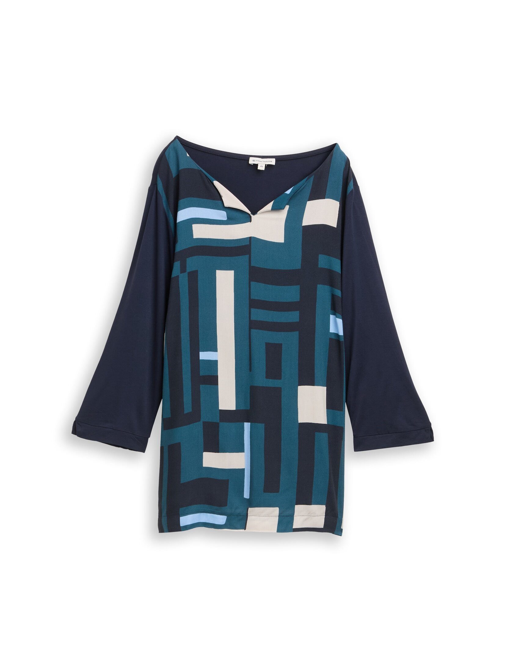 TOM TAILOR PLUS 3/4-Arm-Shirt T-Shirt Plus Size - Langarmshirt im Material-Mix