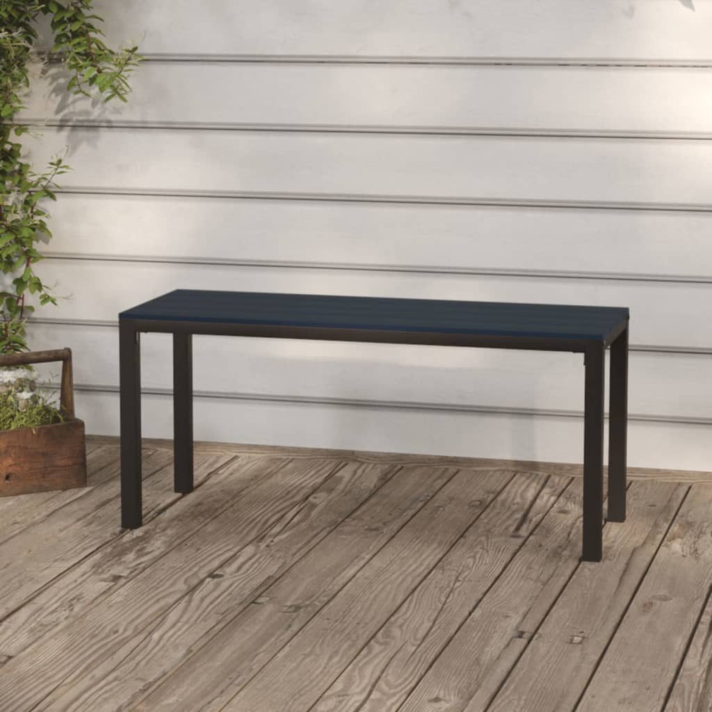 furnicato Gartenbank aus Stahl und WPC 110 x 39 x 45 cm Schwarz, Witterungsbeständige Sitzbank mit Belastbarkeit bis 110 kg pro Platz