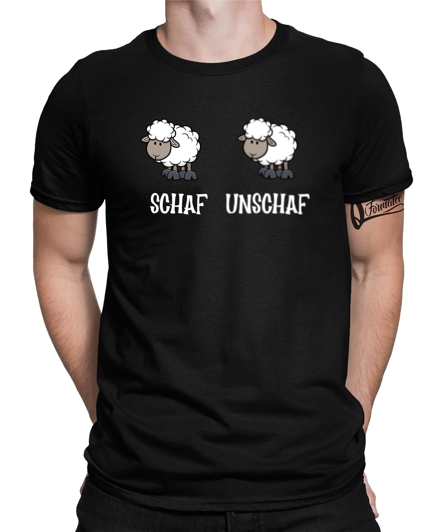 Quattro Formatee Kurzarmshirt Schaf Unschaf Sarkasmus Herren T-Shirt (1-tlg)