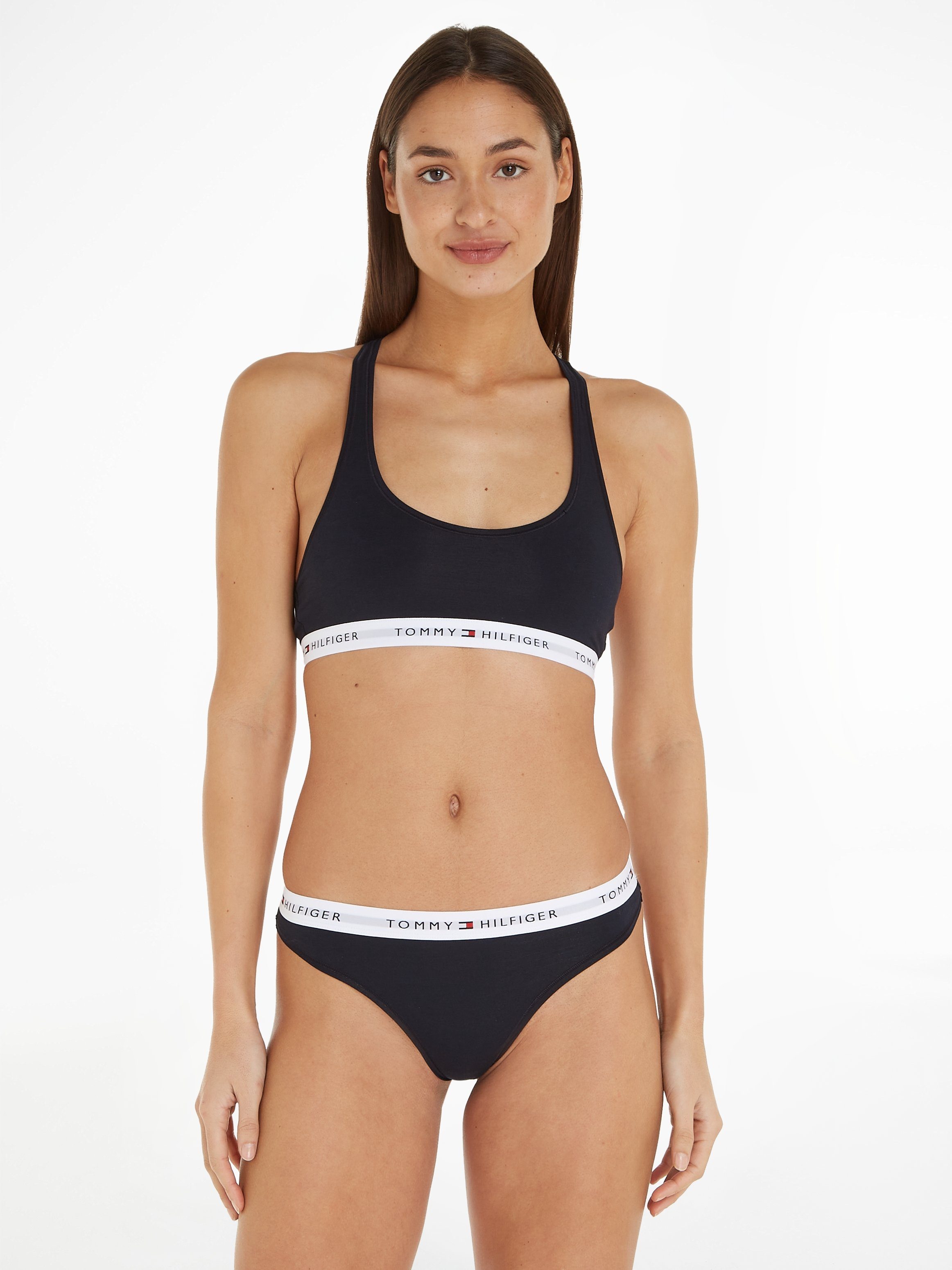 Hilfiger dem Tommy Unterbrustband Sport-Bustier Sky Hilfiger (dunkelblau) Underwear mit Tommy Schriftzügen auf Desert