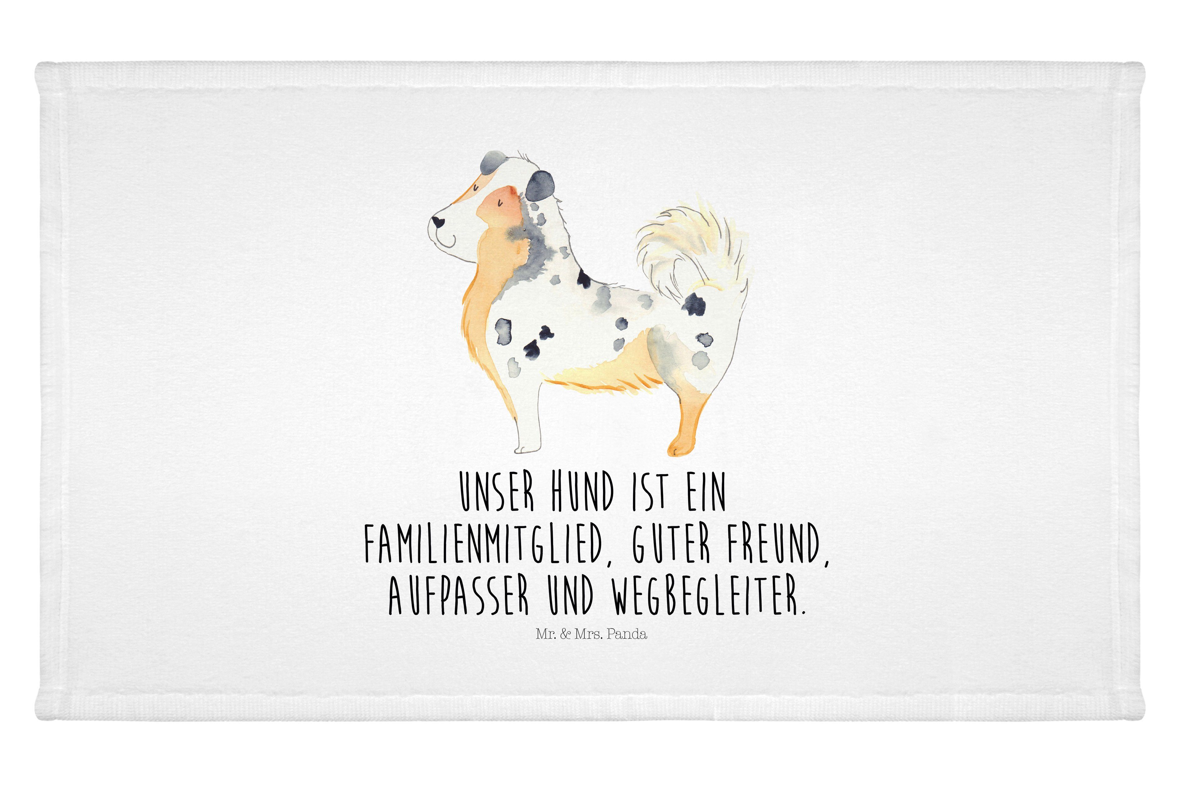 Mr. & Mrs. Panda Handtuch Australien Shepherd - Weiß - Geschenk, Hundebesitzer, Hundemotiv, Spo, (1-St)