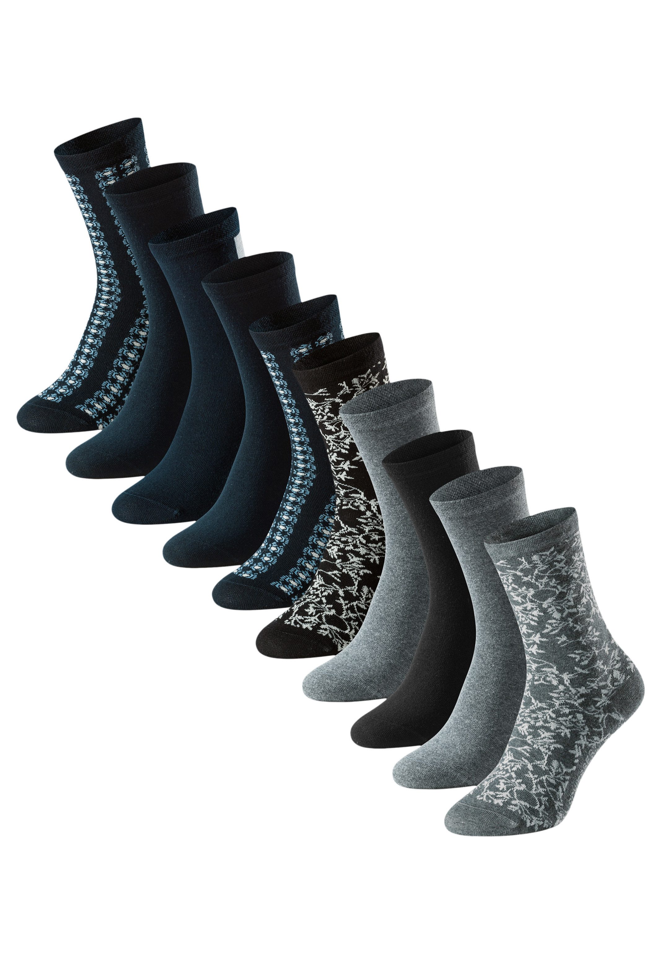 Schiesser Langsocken 10er Pack Bluebird (Spar-Set, 10-Paar) Носки - Baumwolle - Atmungsaktiv - Geruchshemmend und frisch