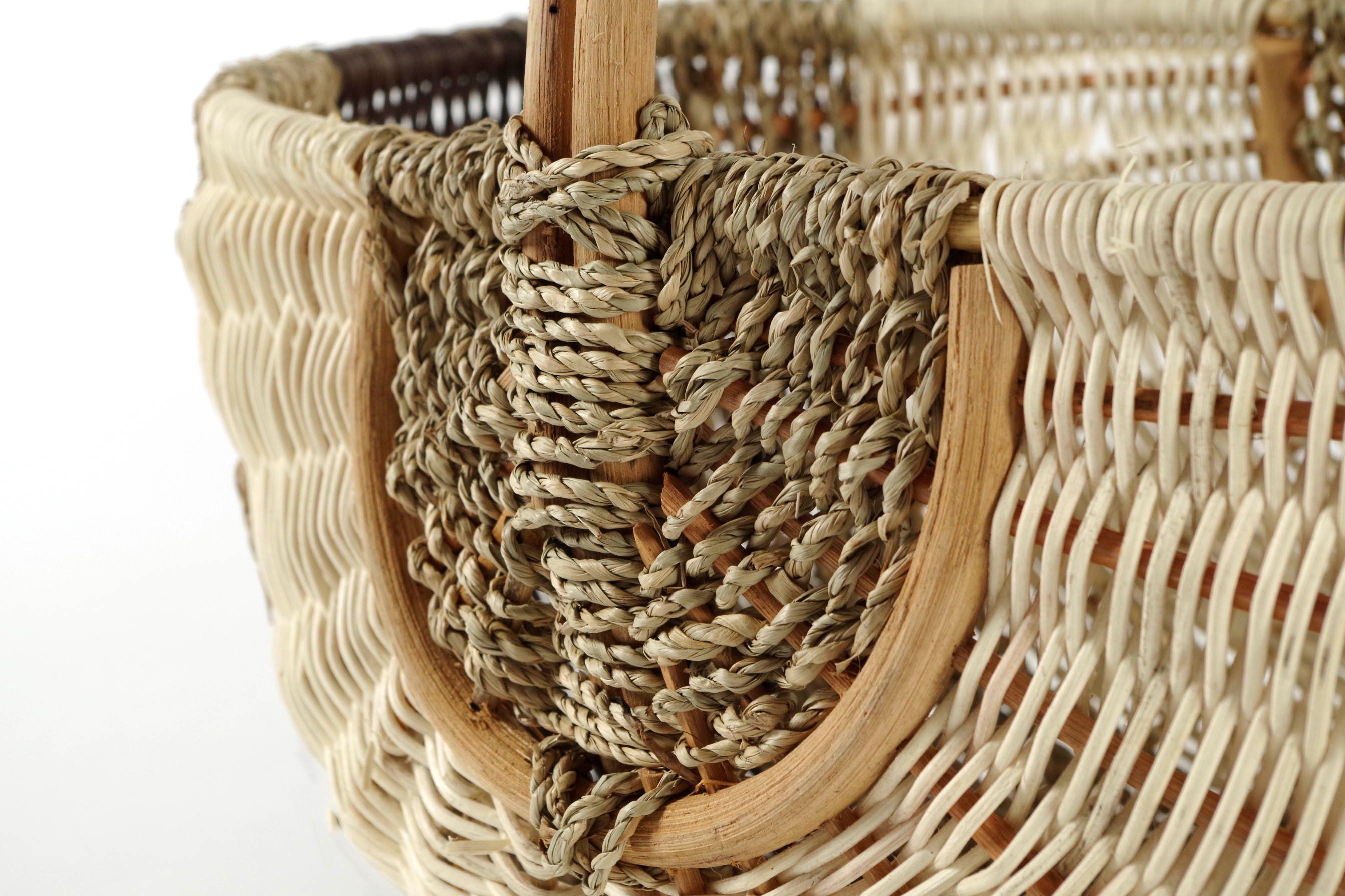 Kobolo Einkaufskorb Rattankorb natur mit braunem Seegras, 8 l – Bild 4 von 5