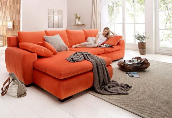 HOME AFFAIRE Ecksofa CARA MIA, wahlweise mit Bettfunktion und Bettkasten, Massivholzfüße - Einrichtungsbeispiel