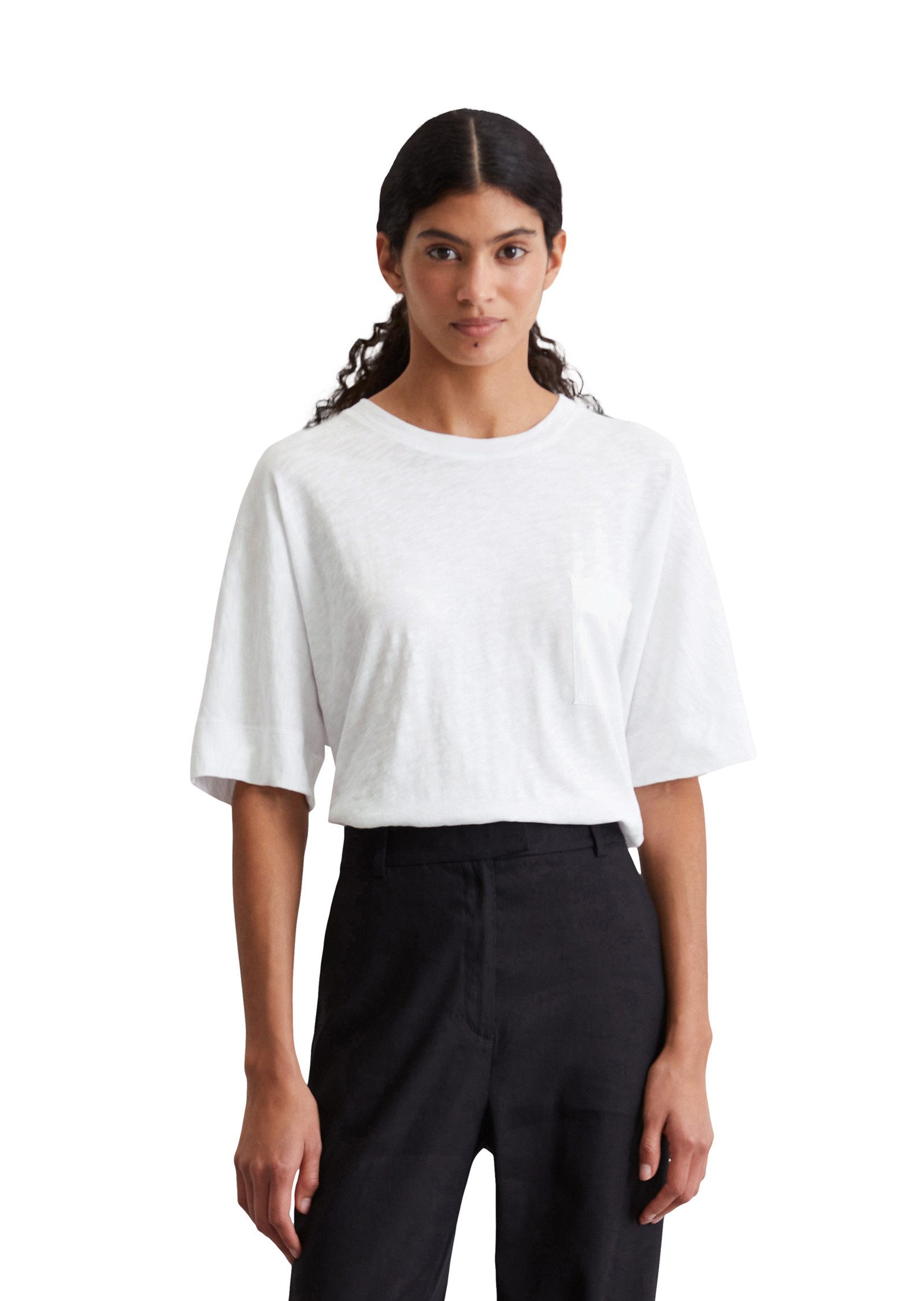 T-Shirt mit gewebter Brusttasche