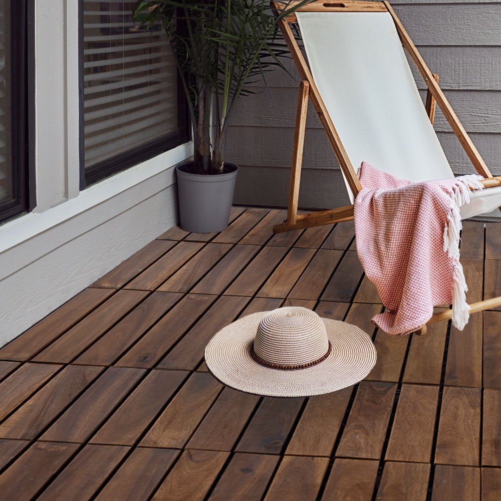 etc-shop Holzfliesen, Holzfliese Terrassenplatten Klickfliesen Akazie günstig online kaufen
