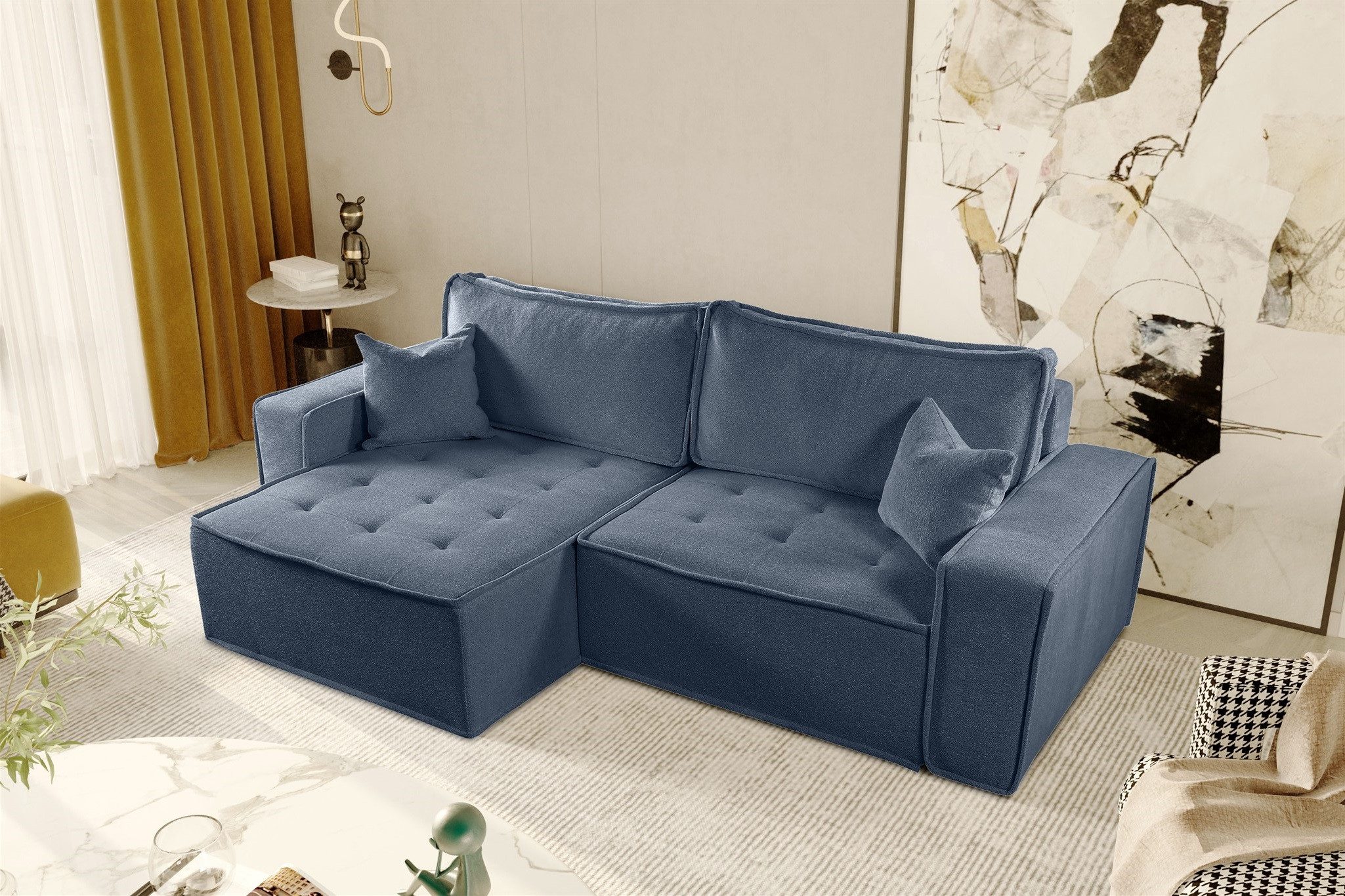 Fun Möbel Ecksofa Schlafsofa FLOSI Stoff Raven, inkl. Schlaffunktion, inkl. Bettkasten