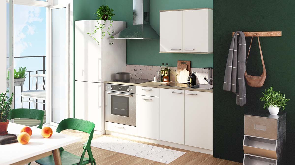 habeig Küchenbuffet Küche Kompaktküche Küchenschrank variabel Singleküche Unterschrank Breite 180cm – Bild 5 von 5
