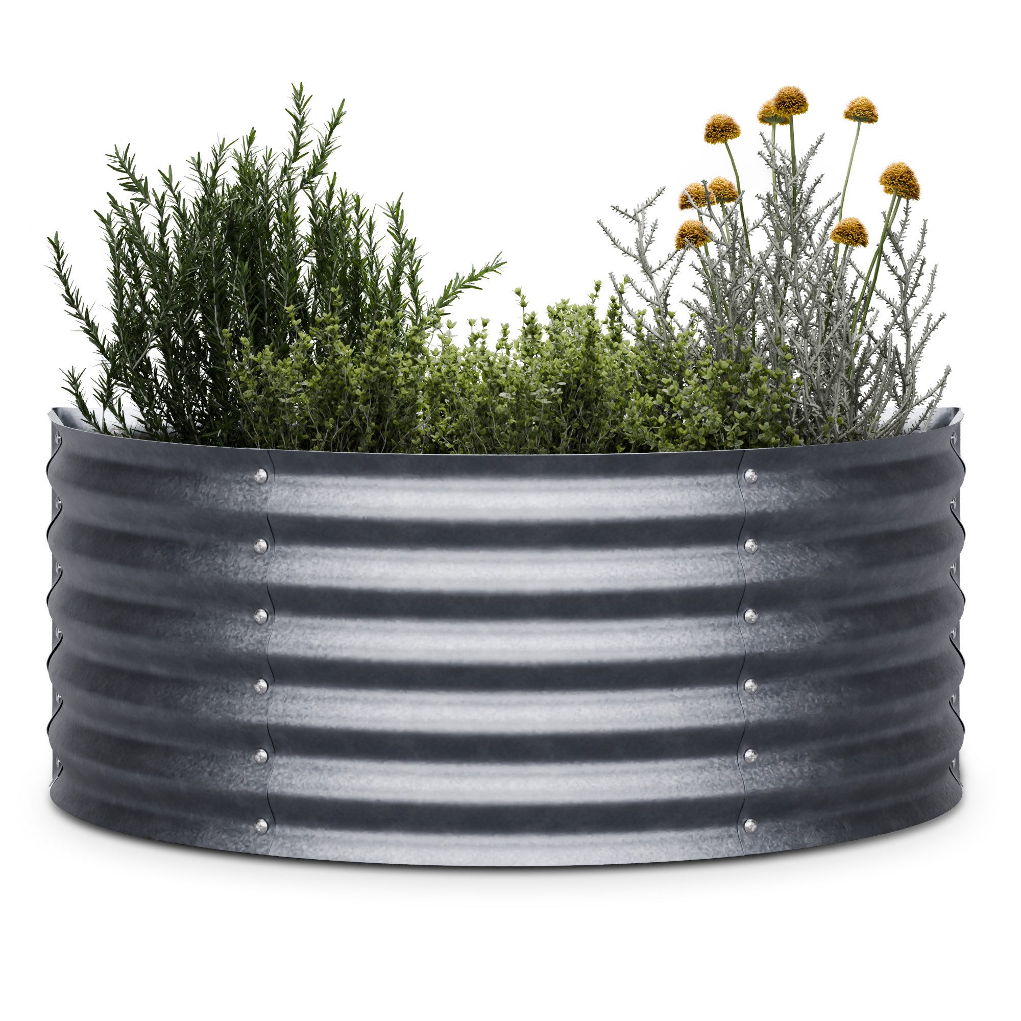 blumfeldt Hochbeet High Grow Half Circle Hochbeet Metall 105 x 43 x 60cm, Pflanzkübel Outdoor Balkon außen groß Metall Garten