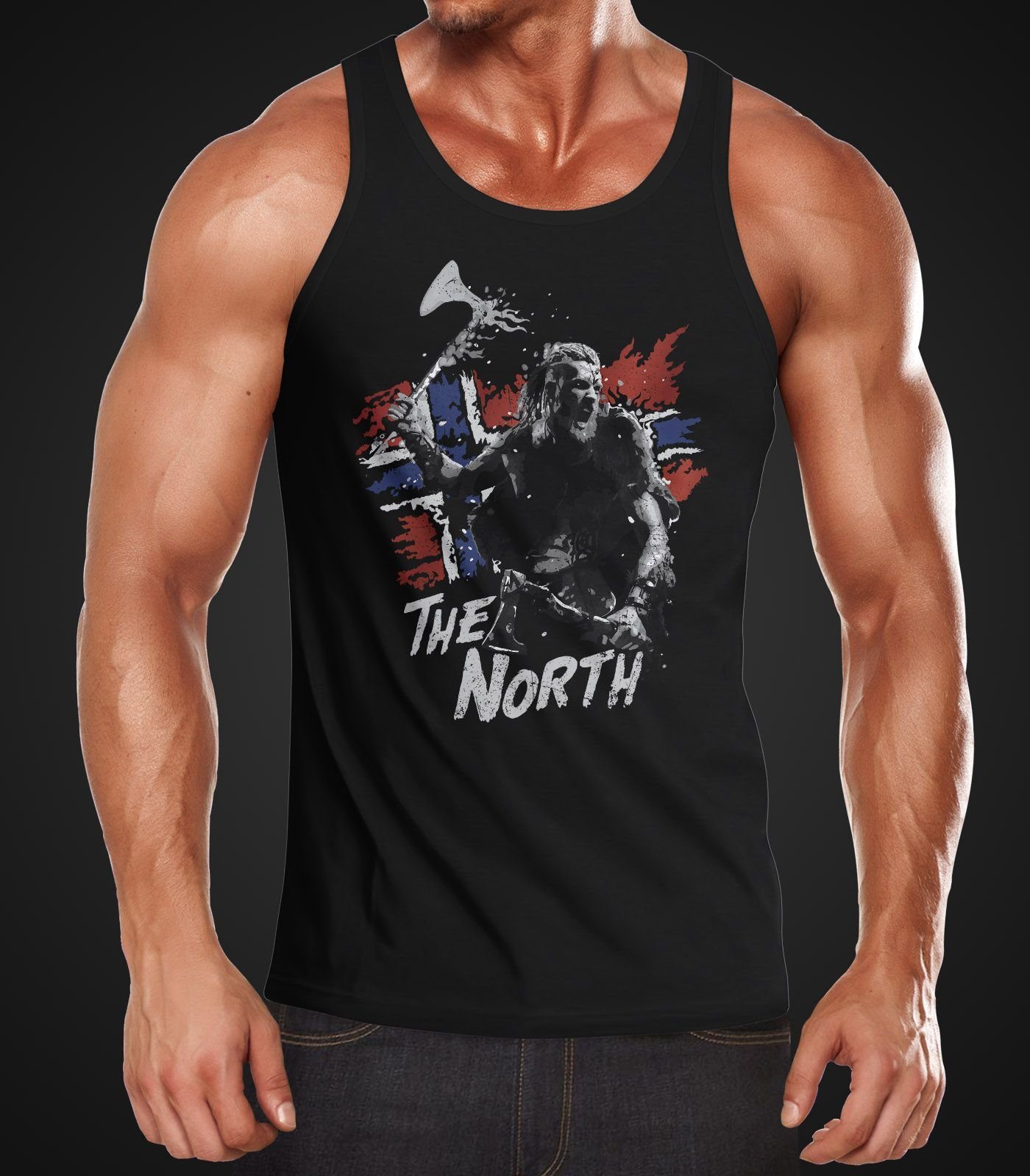 Tank-Top Herren Odin mit Wikinger Valhalla The Norwegen Muskelshirt Print Ragnar North Neverless Berserker Neverless® Muscle Shirt Tanktop