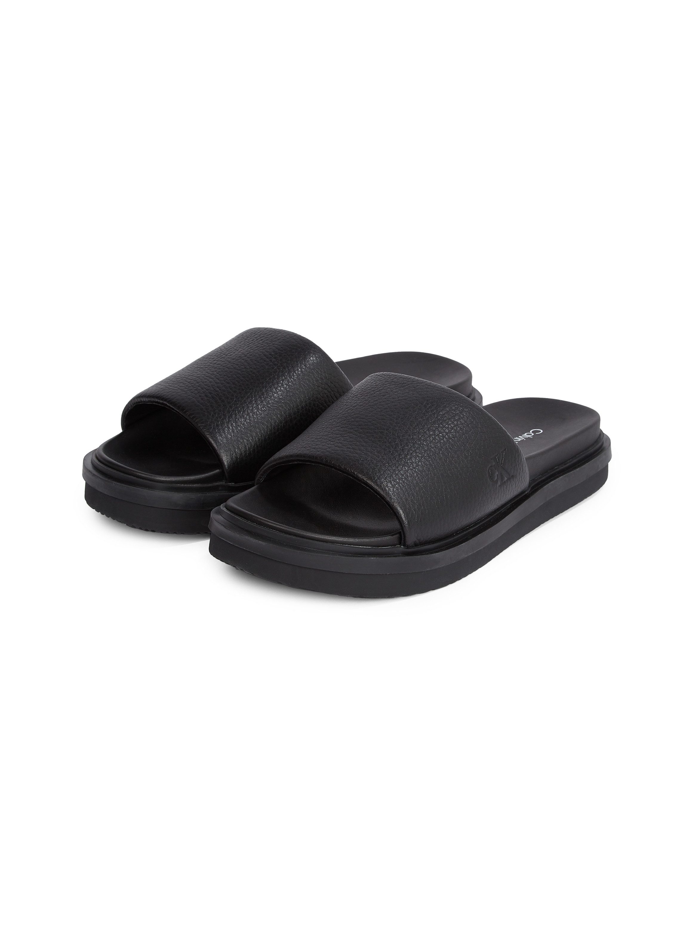 Calvin Klein Jeans FLAT MOLDED SLIDE SANDAL LTH Pantolette, Poolslides, Som günstig online kaufen