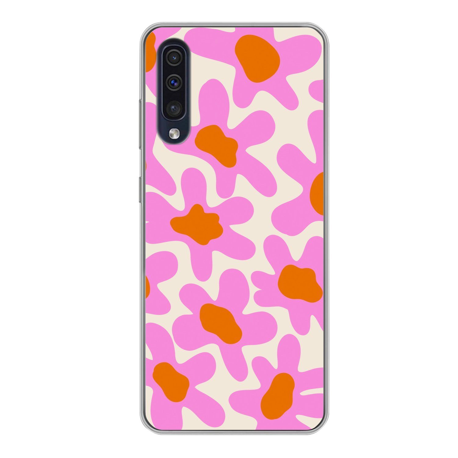 MuchoWow Handyhülle für Samsung Galaxy A50 Blume - Rosa - Muster, Smartphone-Bumper, Print, Handy Schutzhülle Dünn