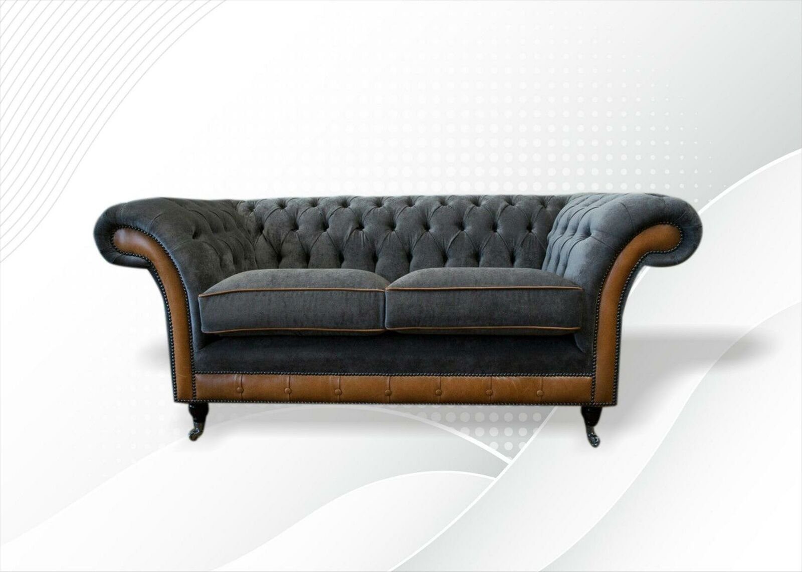 JVmoebel Chesterfield-Sofa Stilvoller Chesterfield 2 Sitzer Textilsofa Wohnzimmermöbel Neu, Made in Europe