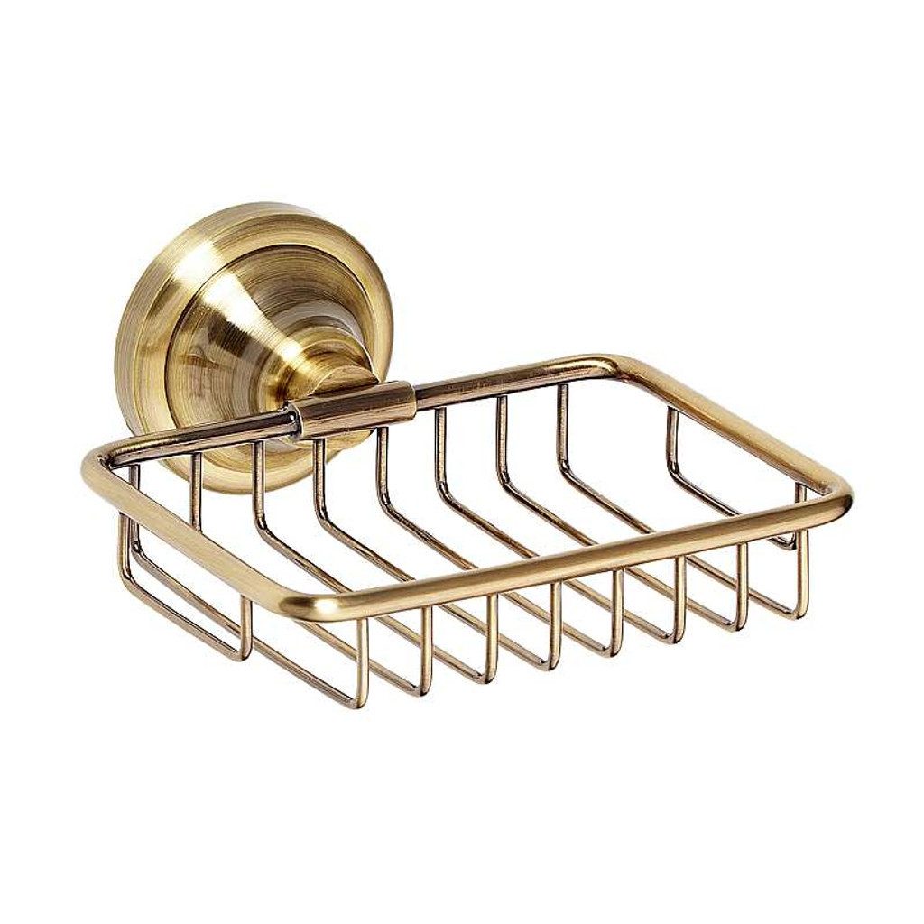 BRILLANTBAD® Seifenhalter BETRO BRONZE Seifenkorb Messing Bronze für Bad & Küche >> Bohren, Breite: 14 cm