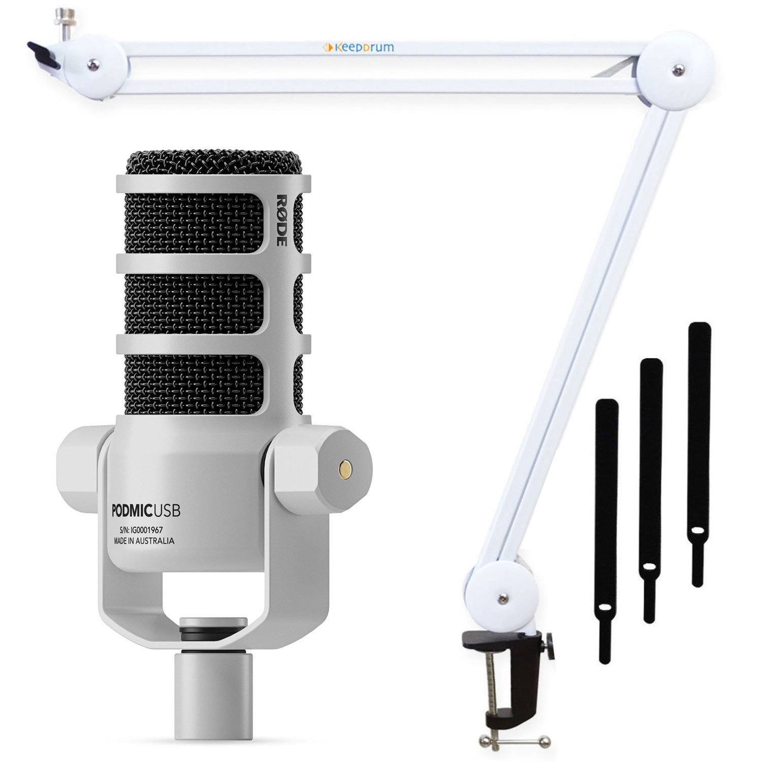 Mikrofon Rode Mikrofon Podmic USB Weiss mit Gelenkarm Weiss