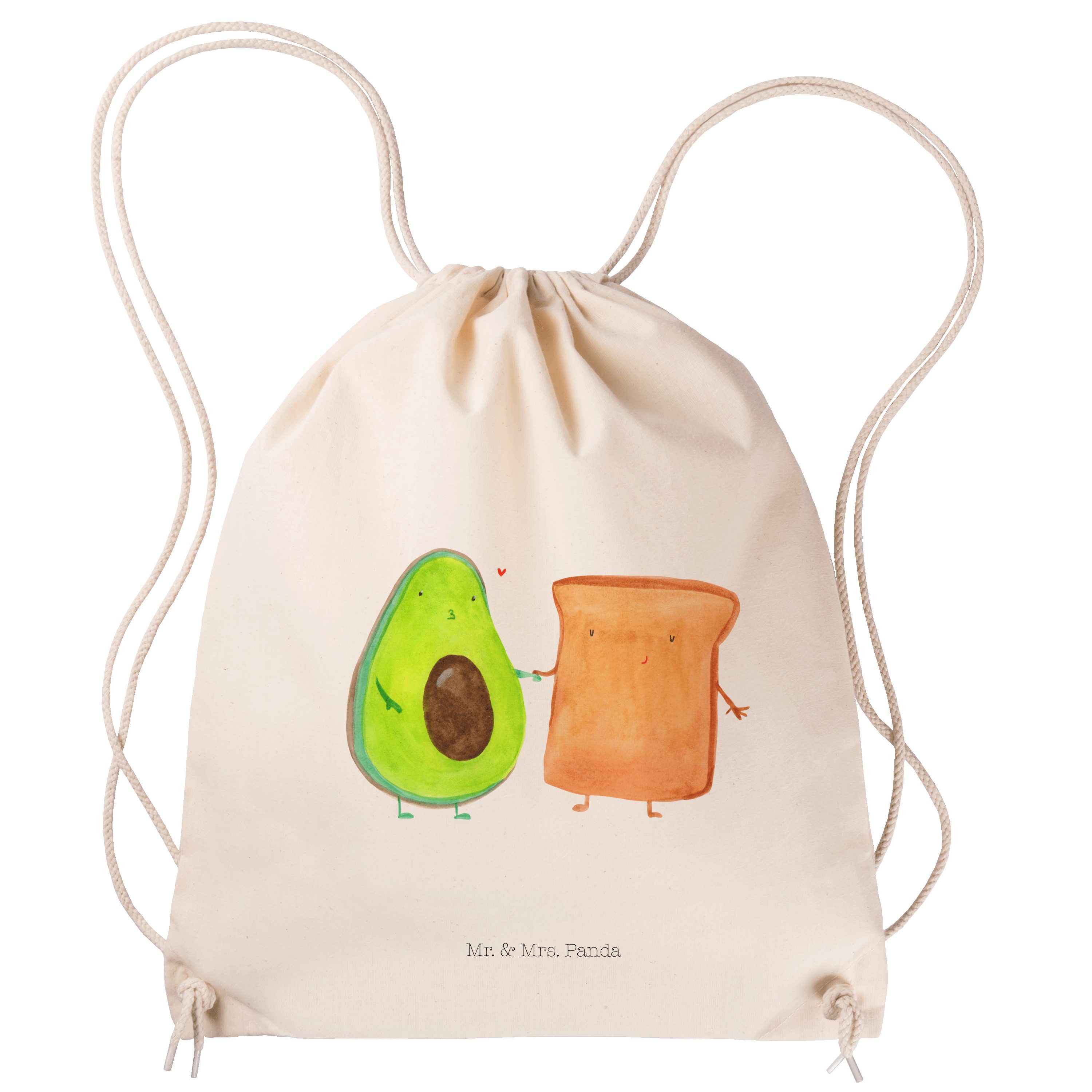 Mr. & Mrs. Panda Sporttasche Avocado + Toast - Transparent - Geschenk, Sportbeutel Kinder, Tasche, (1-tlg)