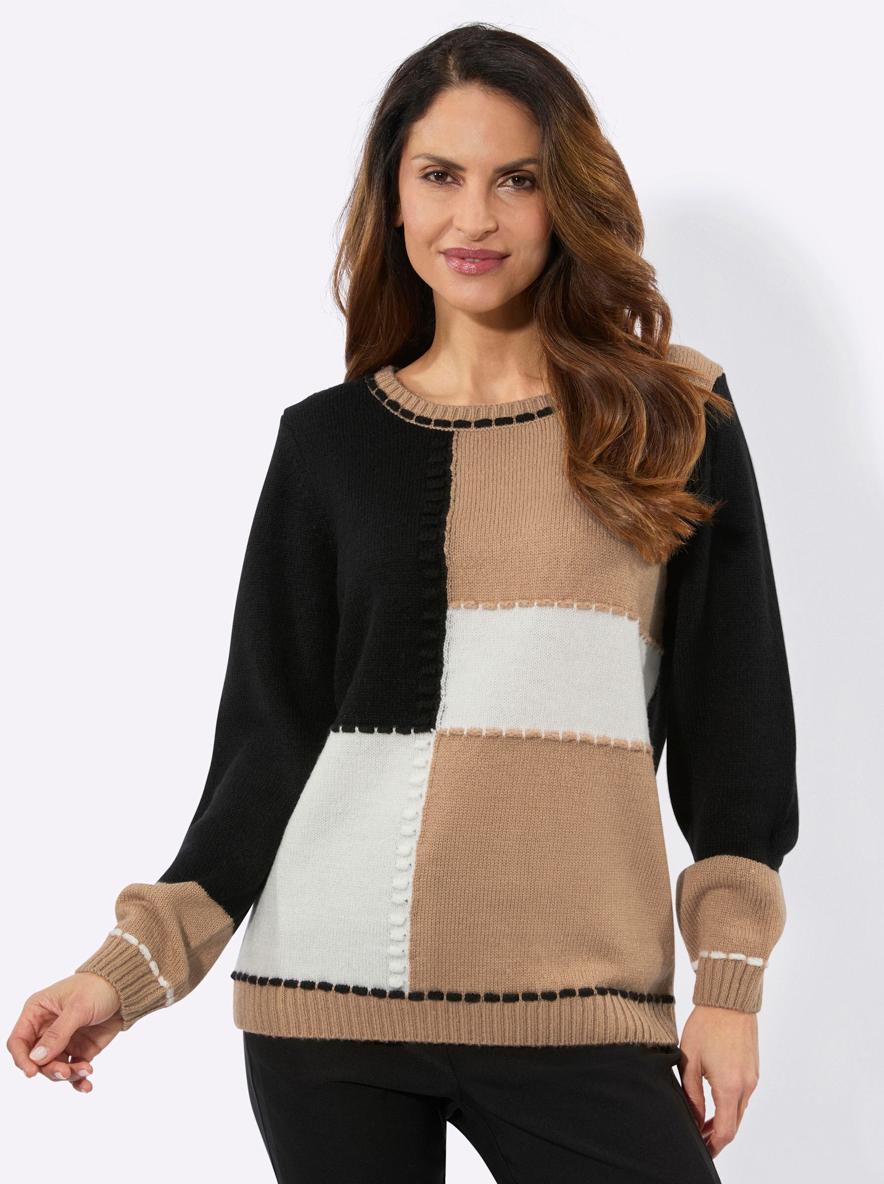 Strickpullover Pullover Langarm Jersey, Mustermix gestrickt