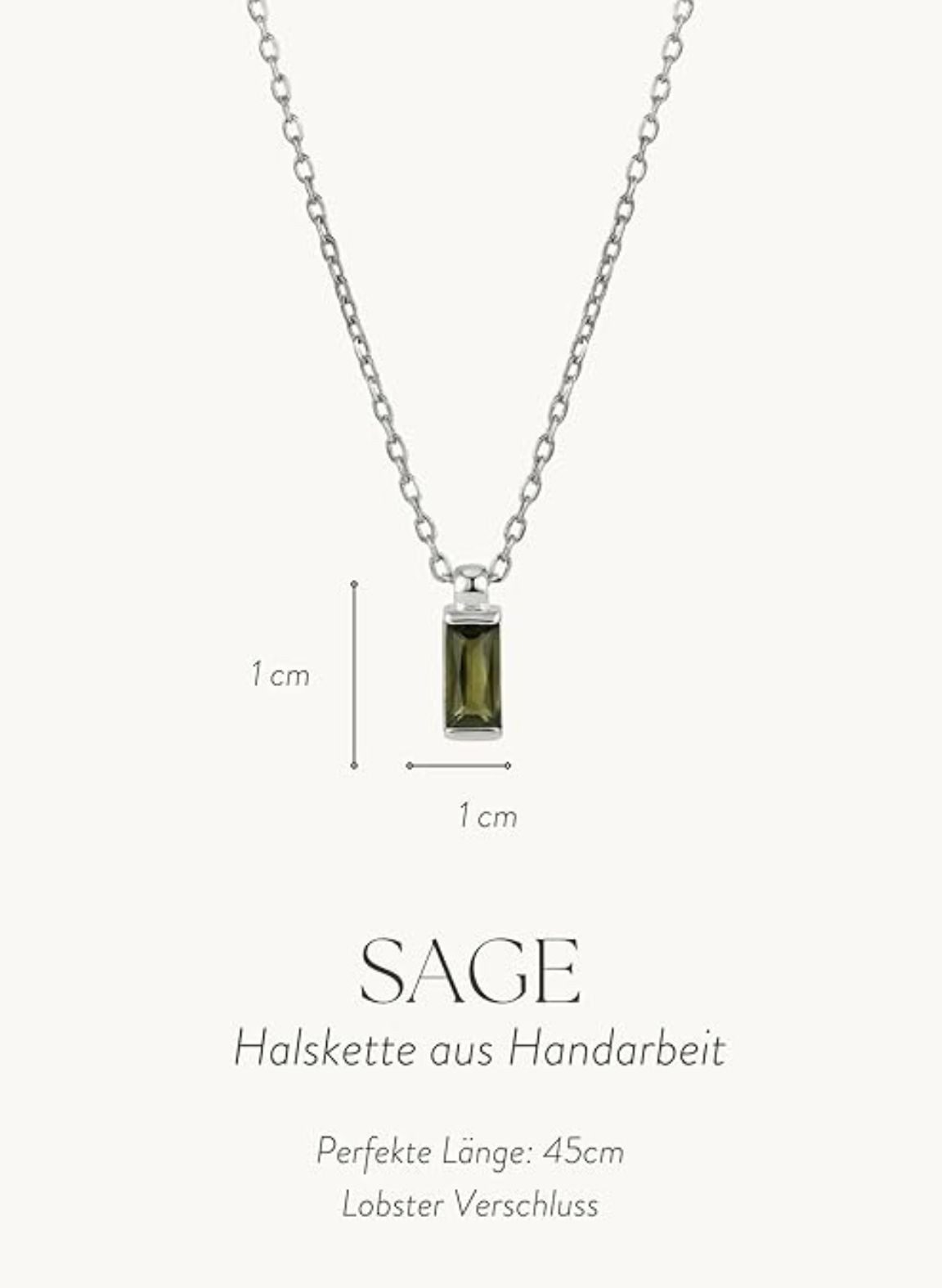 Einzelstück Charm-Kette Halskette grünem Stein 925 Sterling Silber – Bild 5 von 5