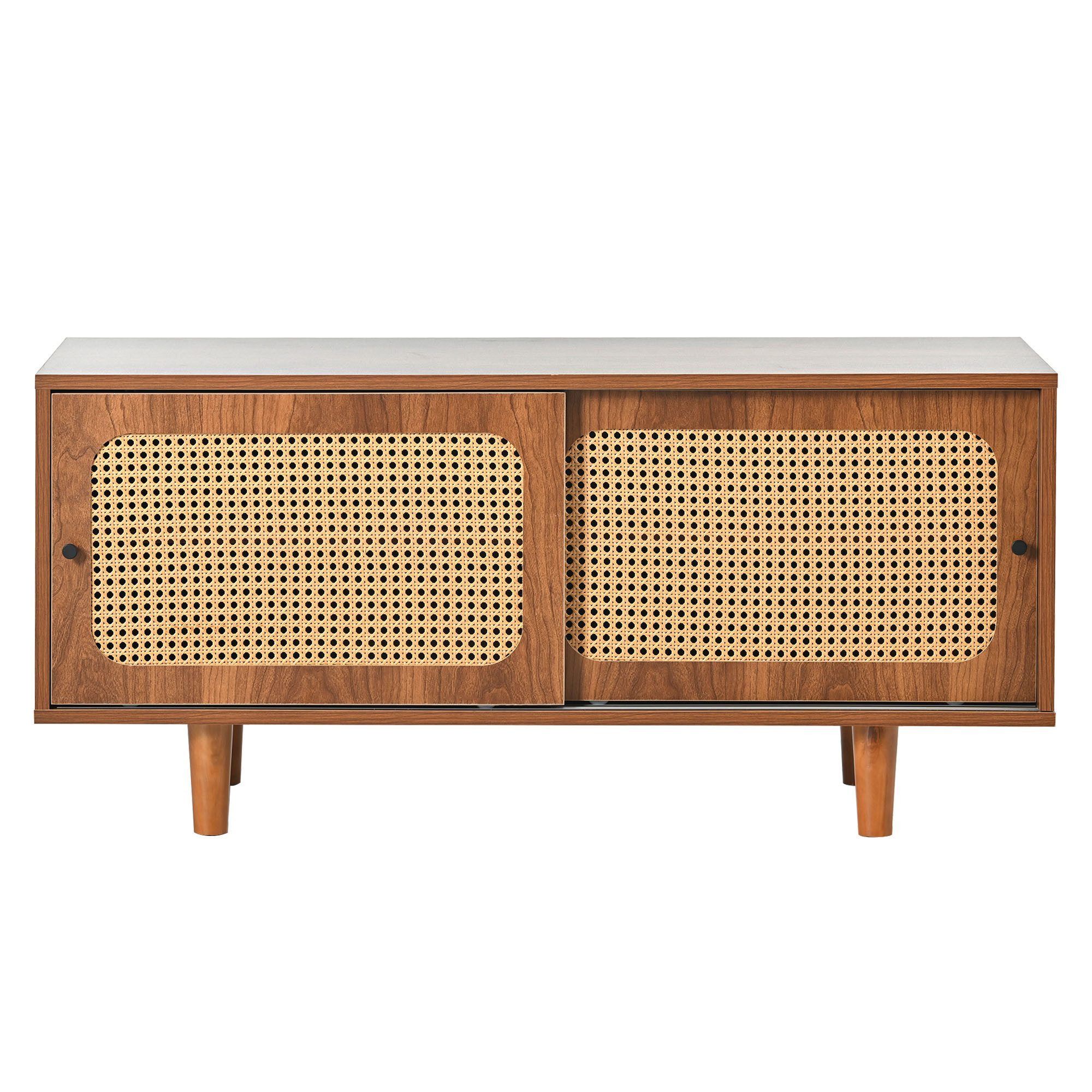 BBWL Schuhschrank Rattan-Schuhschrank, 104x40x48 cm (mit 2 Türen & verstellbaren Ablagen, atmungsaktiv & pflegeleicht, elegantes Sideboard für Flur, Wohnzimmer & Schlafzimmer)