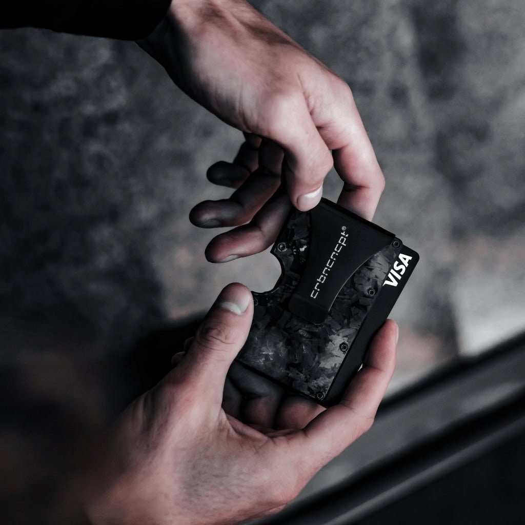 CRBNCNCPT Kartenetui Schwarz Carbon Herren, RFID Forged Geldklammer mit Schutz Kartenetui RFID