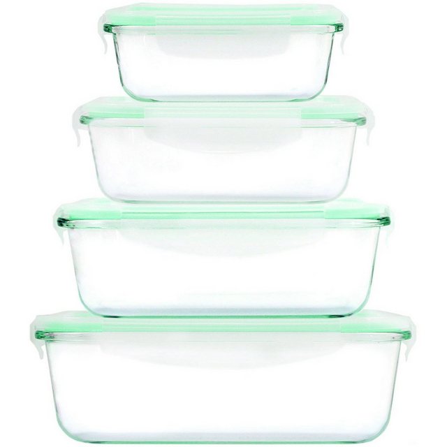 Cuisine Edition Frischhaltedose “Klick-it 4er-Set”, Glas, BPA-freier Kunststoff, Silikon, (8-tlg), Glasschüssel, 100% auslaufsicher, Klickverschluss, auch als Auflaufform verwendbar
