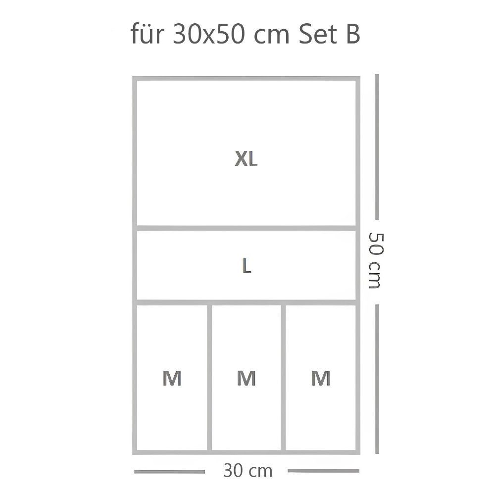 Creliv Schubladeneinsatz Modularer Besteckkasten Set – Schubladen Ordnungssystem S–XL (Kombi für Schubladen 30x50cm) – Bild 2 von 5