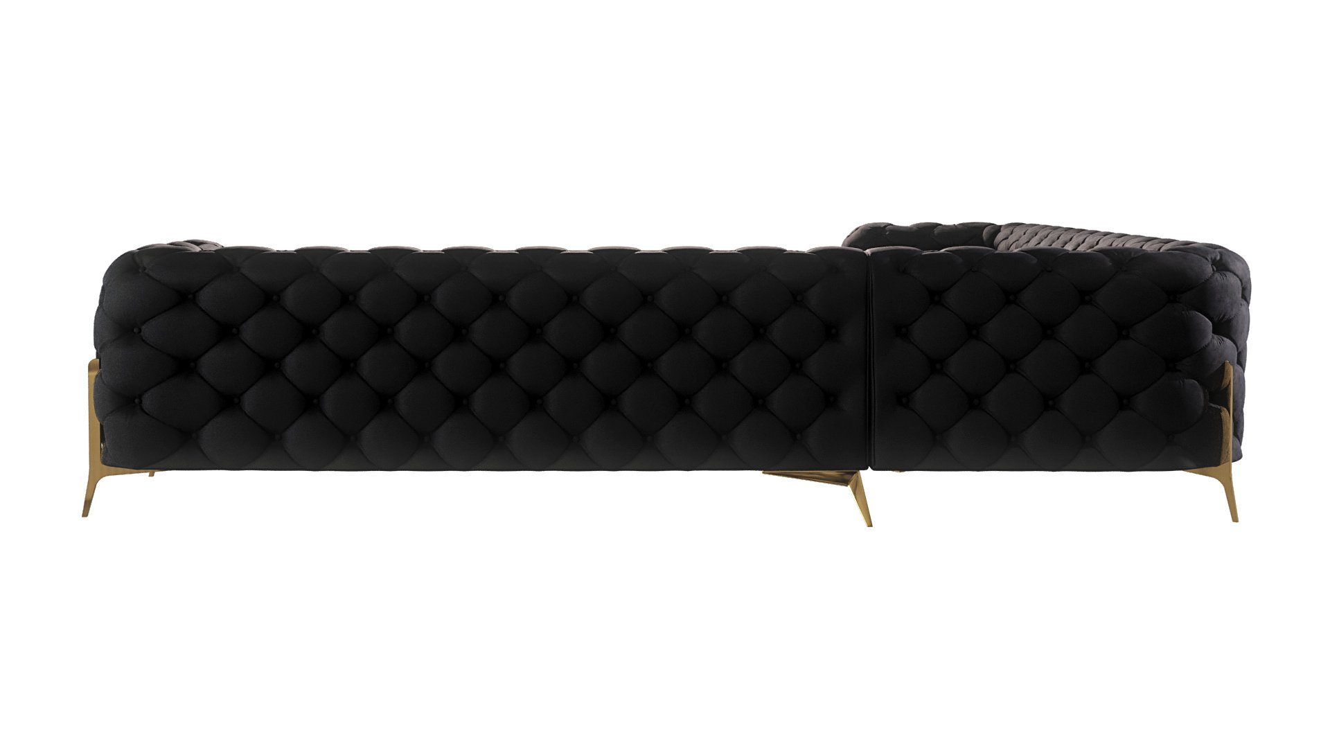 Schwarz Wellenfederung S-Style Ashley Goldene mit Möbel mit Chesterfield Ecksofa Füßen, Metall